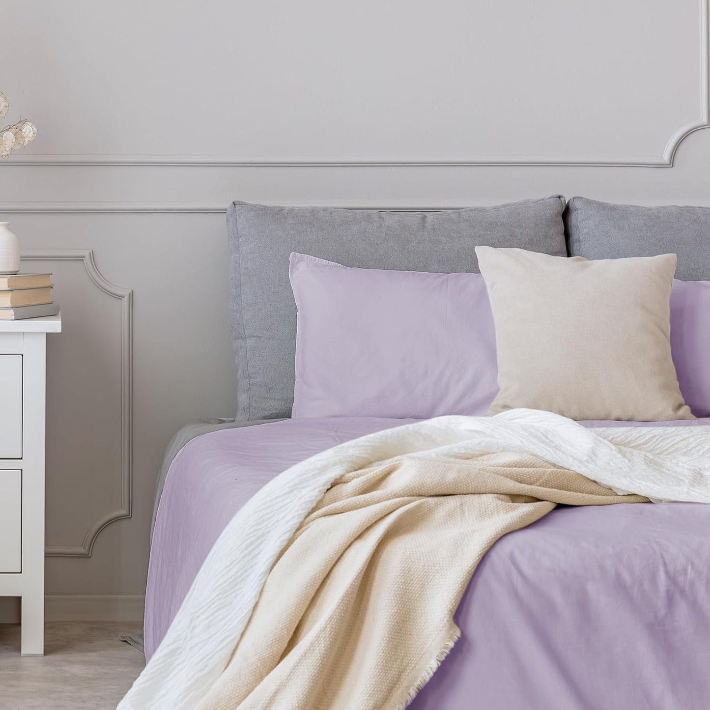 JOLLYVOGUE Queen Size Bed Sheet Set - 4 Piece Bed Sheets Set with Deep Pocket - Soft Breathable & Cooling - Resists Shrinkage & Fading Draps Queen - Easy Care (Dark Grey)