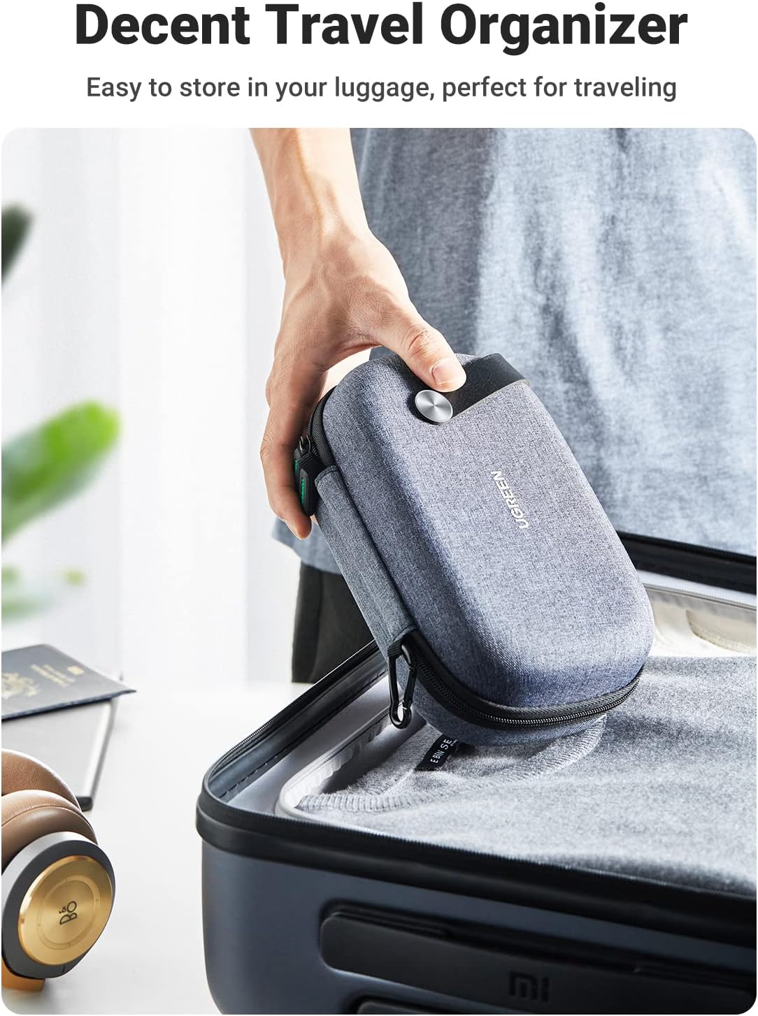 UGREEN Travel Case Universal Electronic Accessories Bag Cable Organizer Portable Carrying Pouch for Mini Speaker, USB Cable, Memory Cards, Power Bank, Hard Drive, Charger, Cosmetics, and More