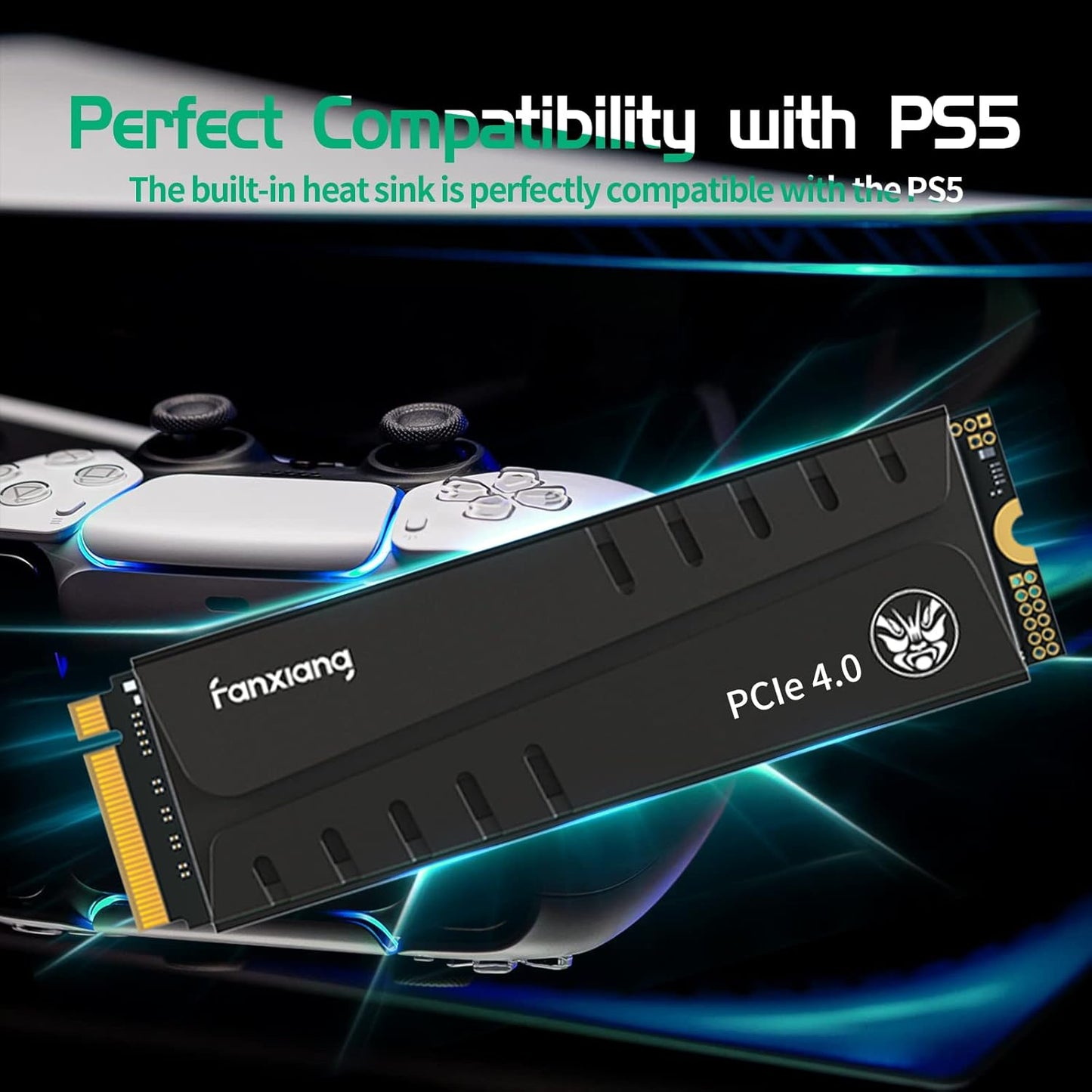 Fanxiang NVMe SSD 1TB M.2 SSD for PS5 with Heatsink,3D TLC NAND, with DRAM, M2 2280 PCIe Gen 4x4, Up to 7300MB/s Internal Solid State Drive Compatible with PS5, PC Desktop(S770)
