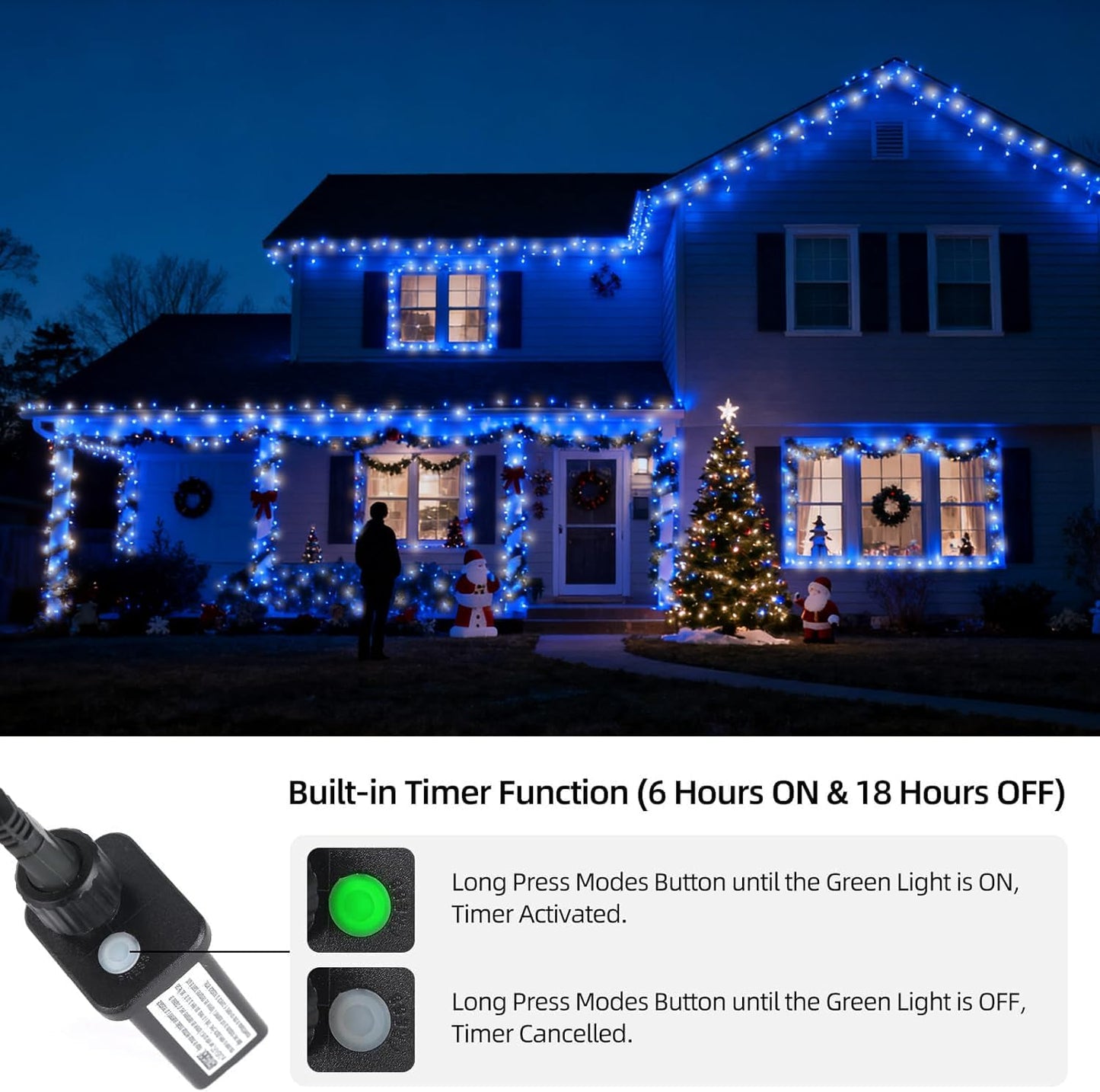 Tcamp 105FT 300 LED Purple Orange Halloween Decorations Lights Motion Activated Sync with 4 Scary Music, 6 Modes Halloween String Lights for Party Yard Outdoor Indoor Decor (3 Sets Connectable)