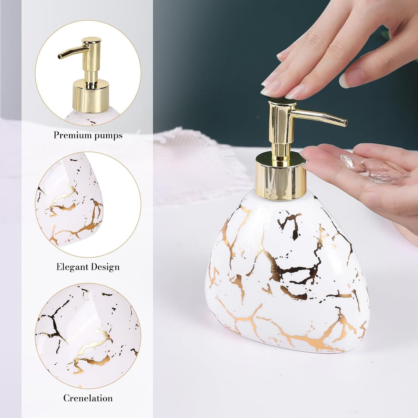 White Bathroom Accessories Set,Modern Countertop Bathroom Decor,Luxury 6 Piece Bathroom Accessory Set,Complete with Soap Dispenser,Toothbrush Holder,Tumbler,Tray