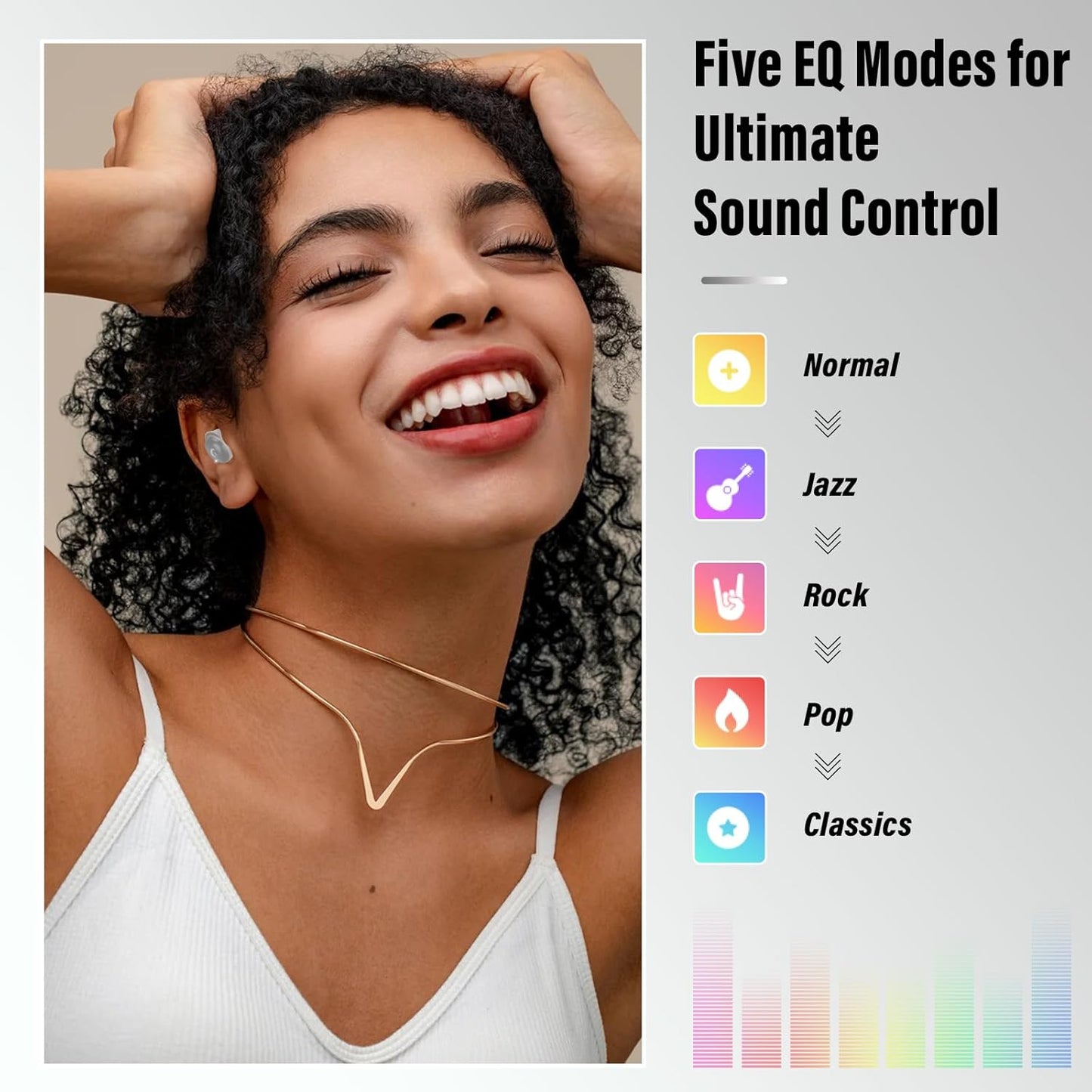 VEKJ Sleep Earbuds, Bluetooth 5.4 Mini Wireless Ear Euds with Multifunctional Touch Screen, 48H Bass Stereo Headphones with Sleep Mode/5 EQ Modes/ENC Noise Cancelling, IPX7 Earphones for iOS Android