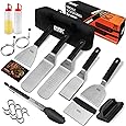 27pcs Griddle Accessories Kit for Blackstone, Professional Hibachi Flat Top Grill Tools, Enlarged Spatula Gift Set with Basting Cover,Burger Press Patty Maker for Outdoor BBQ Teppanyaki