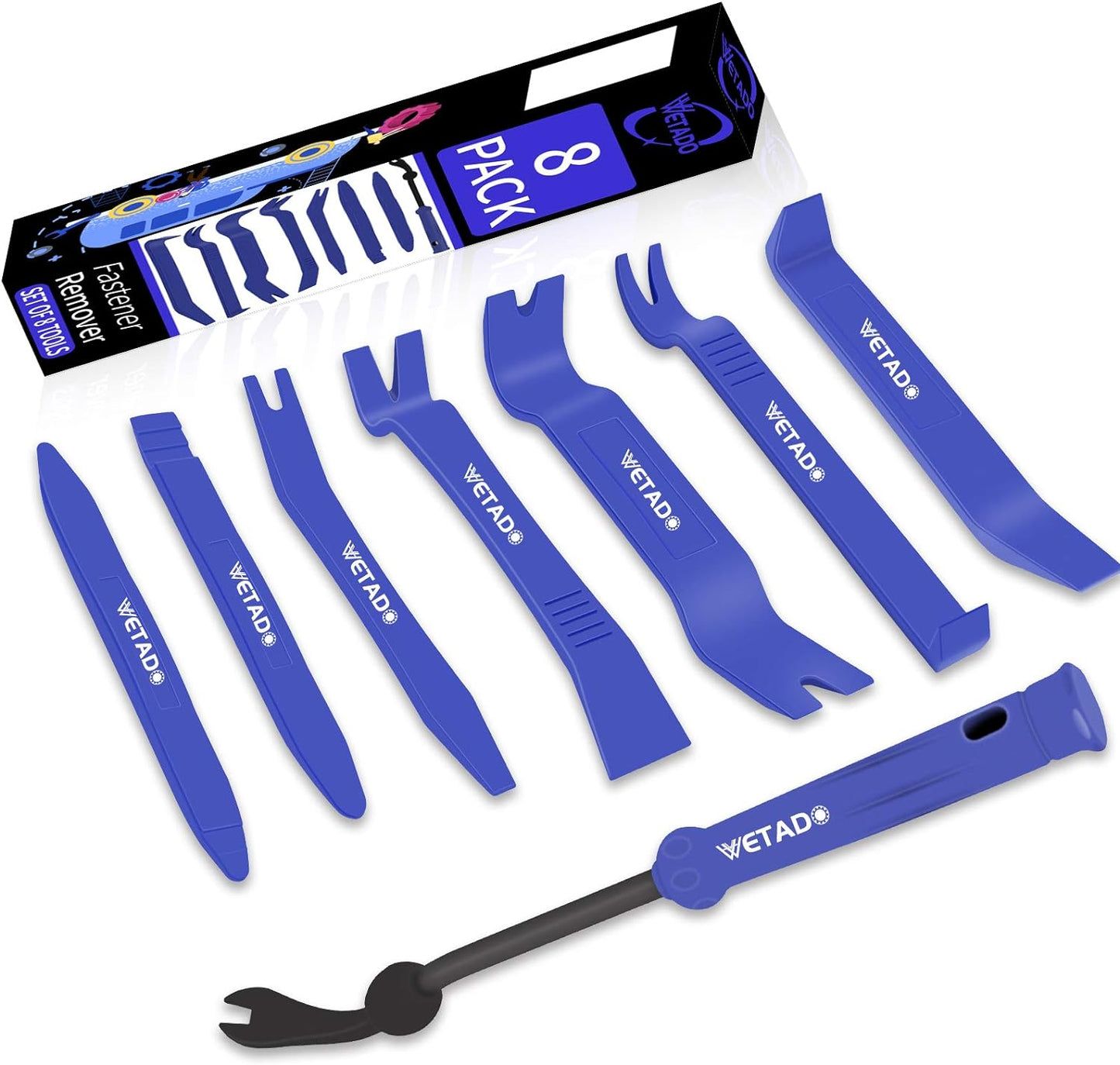 Wetado Trim Removal Tool, Car Upholstery Repair Kit, Car Door Audio Panel Trim Removal Set, Fastener Terminal Remover Tool Set Clips Pry Kit Auto Clip Pliers (8PCS Red)