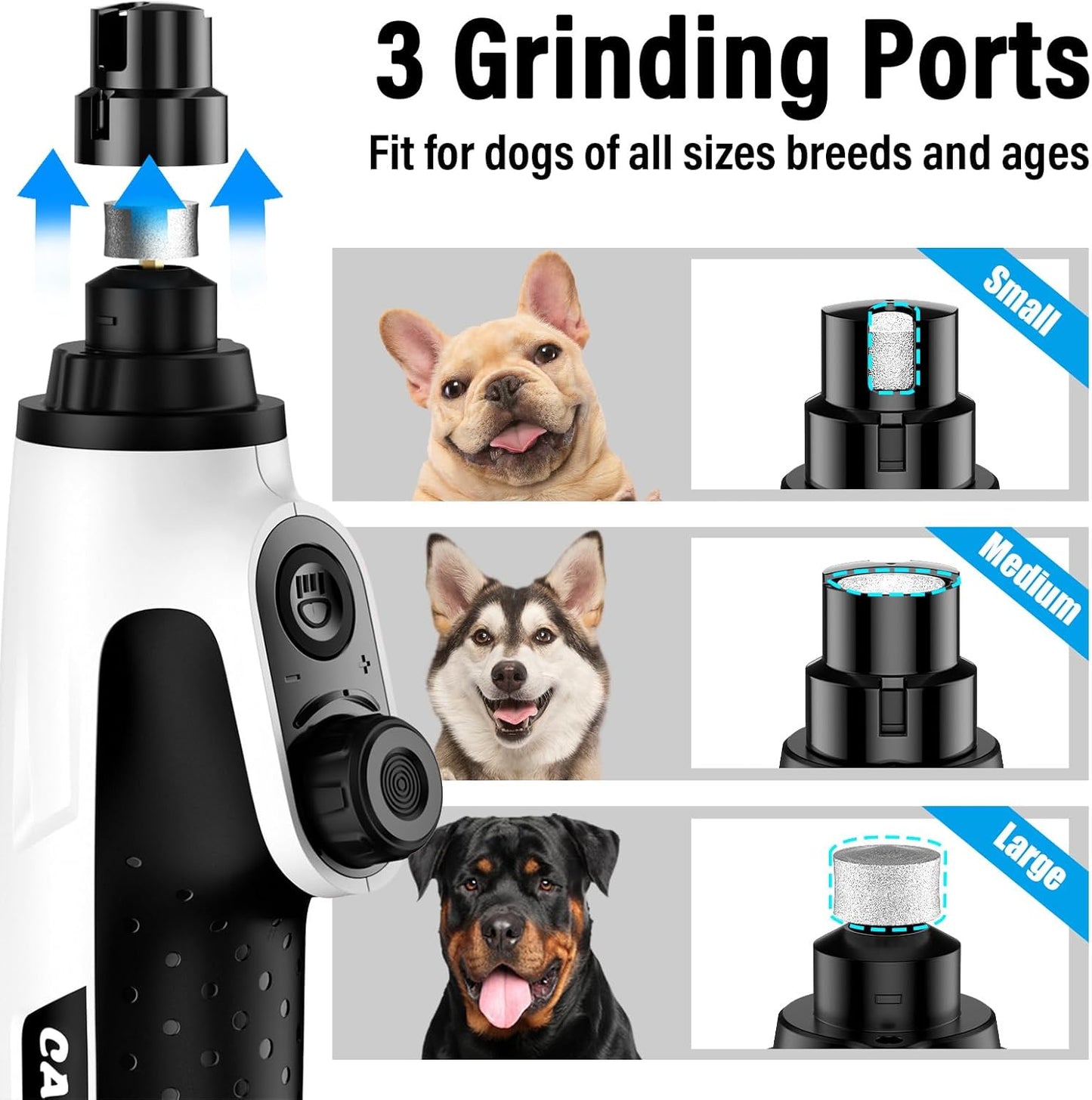 Casfuy Smart 6 Speed Dog Nail Grinder - Pet Nail Grinder with 2 LED Lights Super Quiet Rechargeable Electric Dog Nail Trimmer File Toenail Grinder for Large Medium Small Dogs (Red)