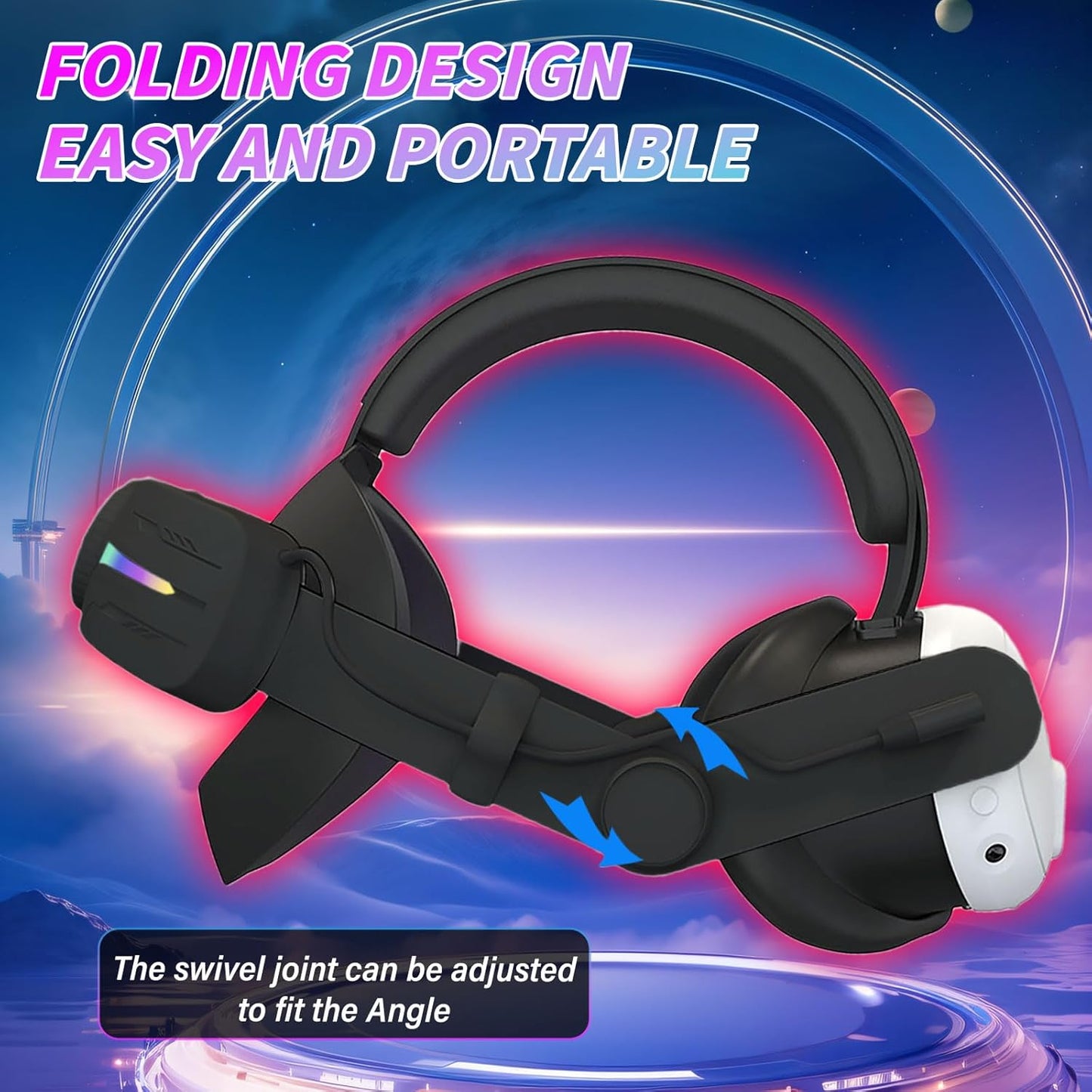 Crspexil Head Strap Battery Pack for Meta Quest 3, with Extended 12000mah Battery Pack,with RGB Light(Compatible with Meta Quest 3S)