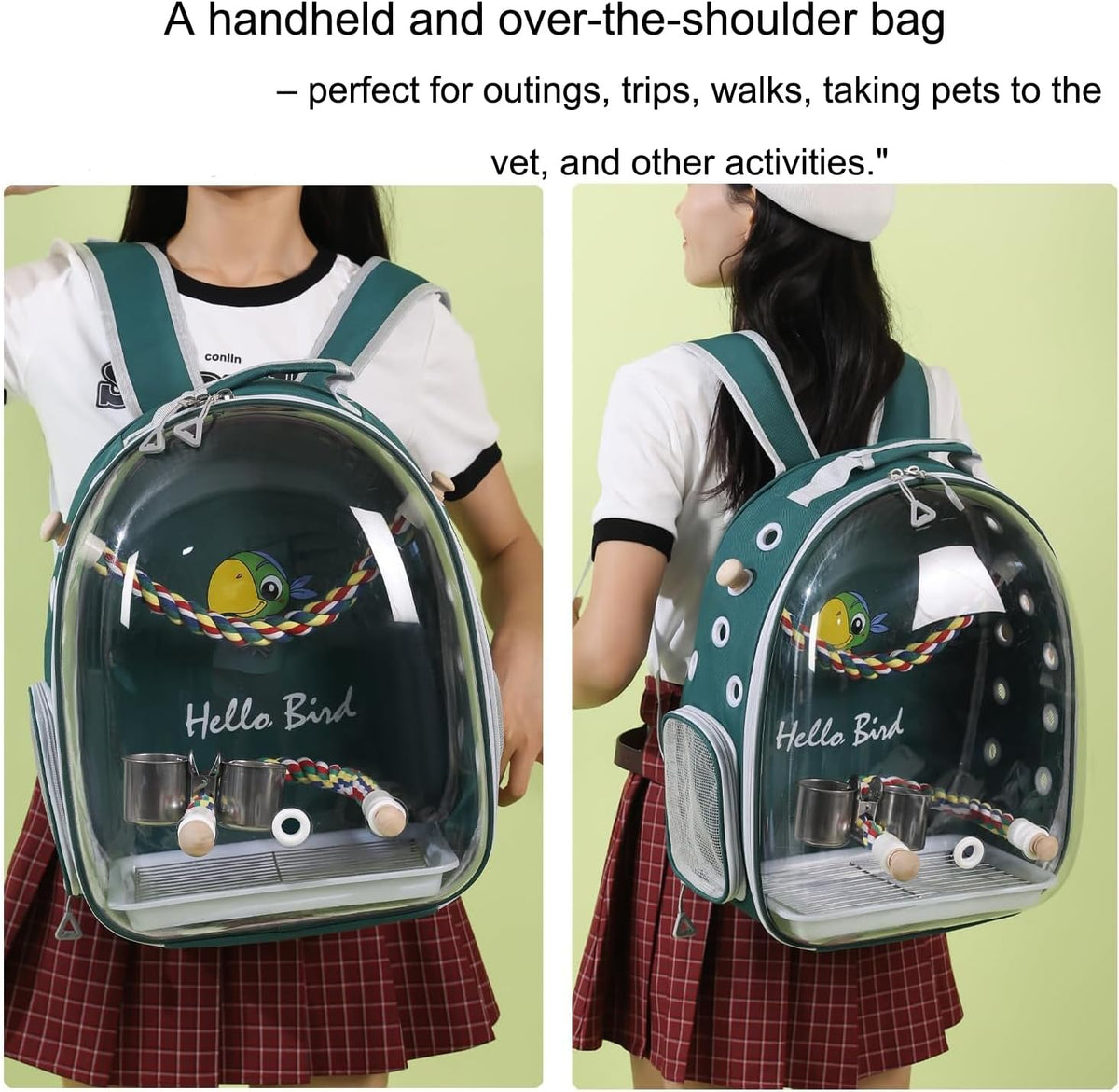 Bird Traval Carrier Cage Backpack for Carry Parakeet Cockatiel Parrot