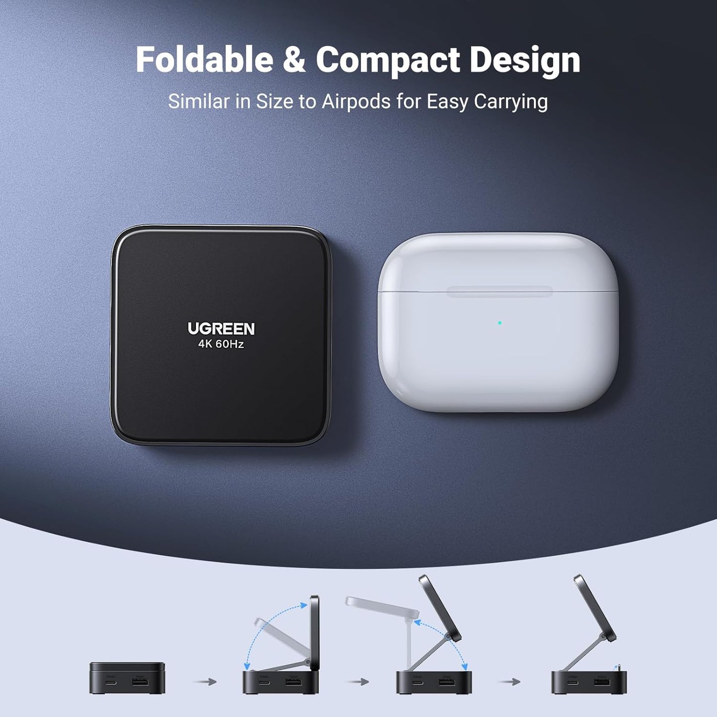 UGREEN USB C Hub, 4-in-1 Magnetic USB C to HDMI Adapter 4K@60Hz, 100W PD Charging, A and C Data Ports, Foldable Portable Adapter for iPhone 15/16 Series, iPad, Galaxy S24 and More