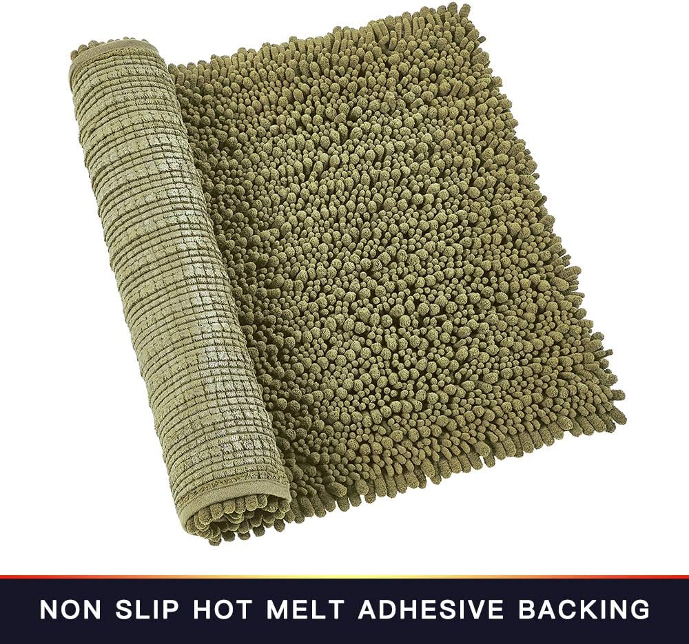 Walensee Bathroom Rug Non Slip Bath Mat (24x17 Inch Blush) Water Absorbent Super Soft Shaggy Chenille Machine Washable Dry Extra Thick Perfect Absorbant Best Small Plush Carpet for Shower Floor