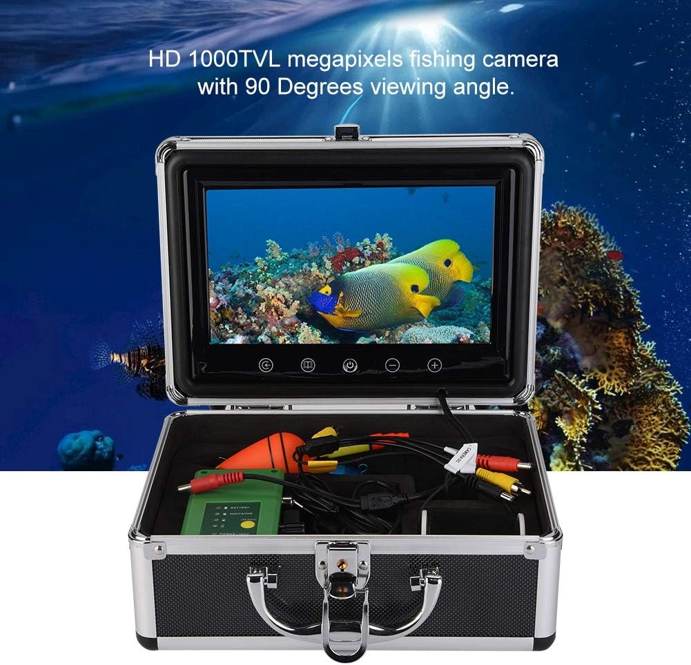 Underwater Fish & Depth Finders Camera, Portable 9 inch LCD Waterproof Monitor HD 15PCS White LEDs and 15PCS Infrared Lamps 1000TVL 30M Deep-sea Probe VR Video Cam for Ice Sea Boat Lake Fishing(US)