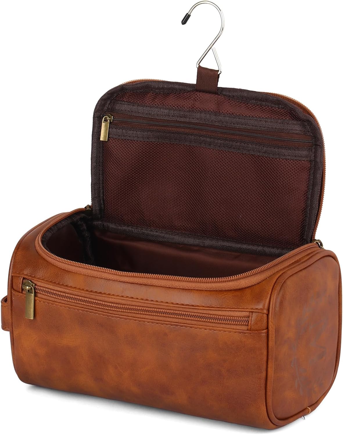 OXYEFEI Toiletry Bag Men,Gifts for Men,Mens Toiletry Travel Shaving Dopp Kit Bag with Initial PU Leather Cosmetic Bags Organizer Storage Accessories (R)