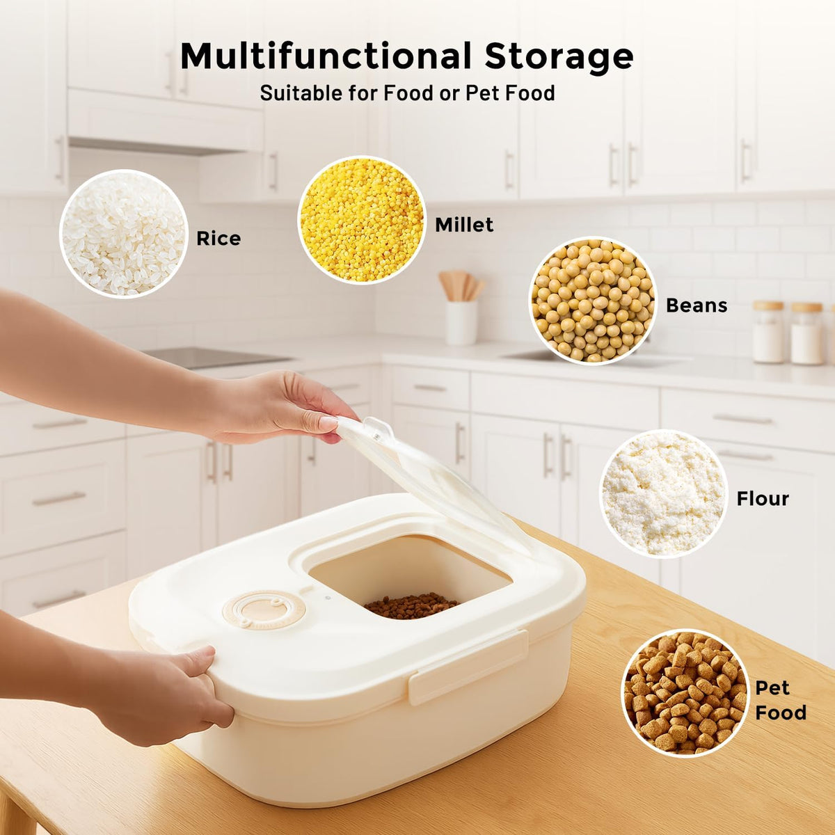 ZOMISIA 40-50lbs Collapsible Dog Food Storage Container with Wheels, Scoop