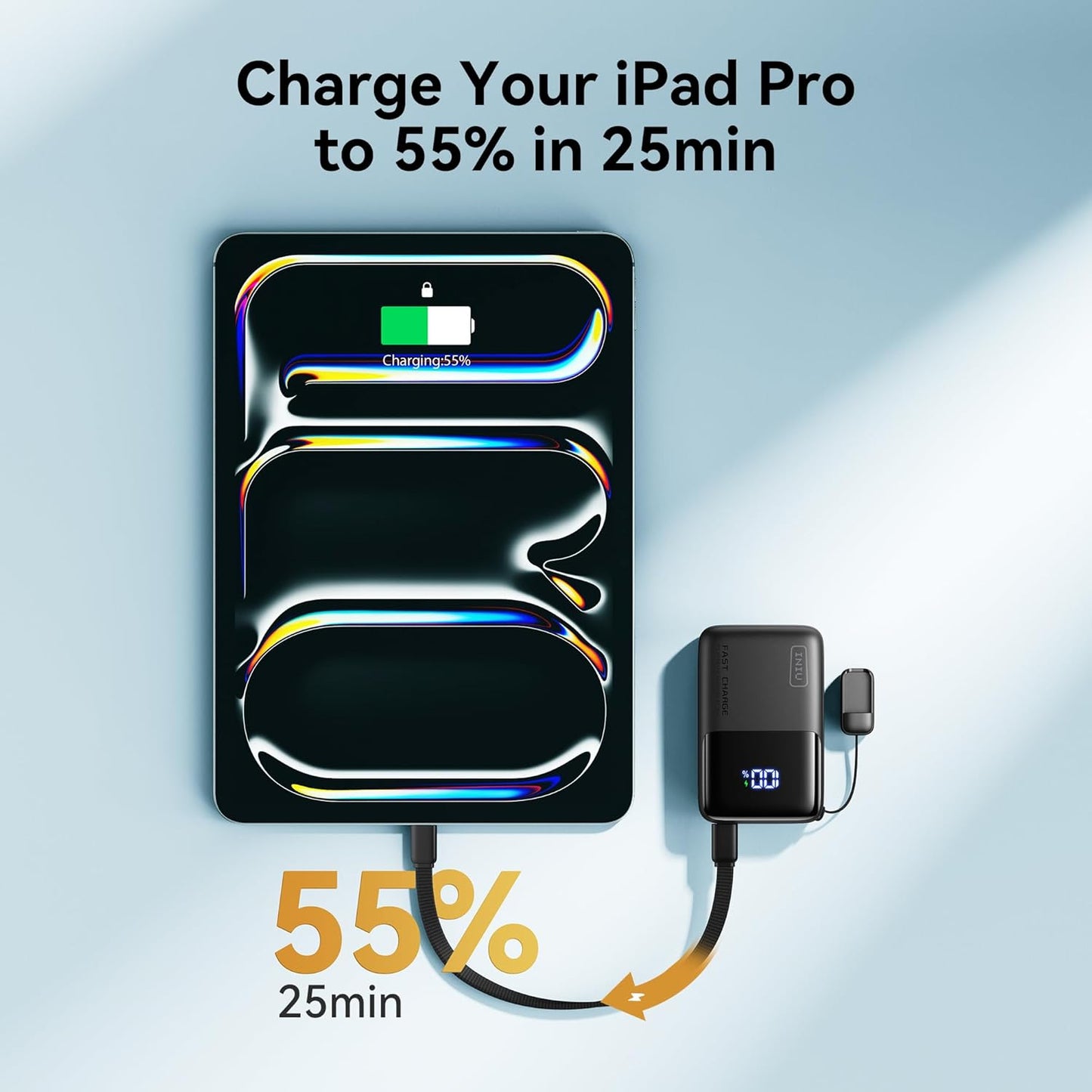 INIU 45W Power Bank, Ultra Small 10000mAh Portable Charger, USB C in&Out Fast Charging Battery Pack, Travel External Phone Powerbank Compatible with iPhone 16 15 Samsung S25 S24 Google Pixel iPad etc