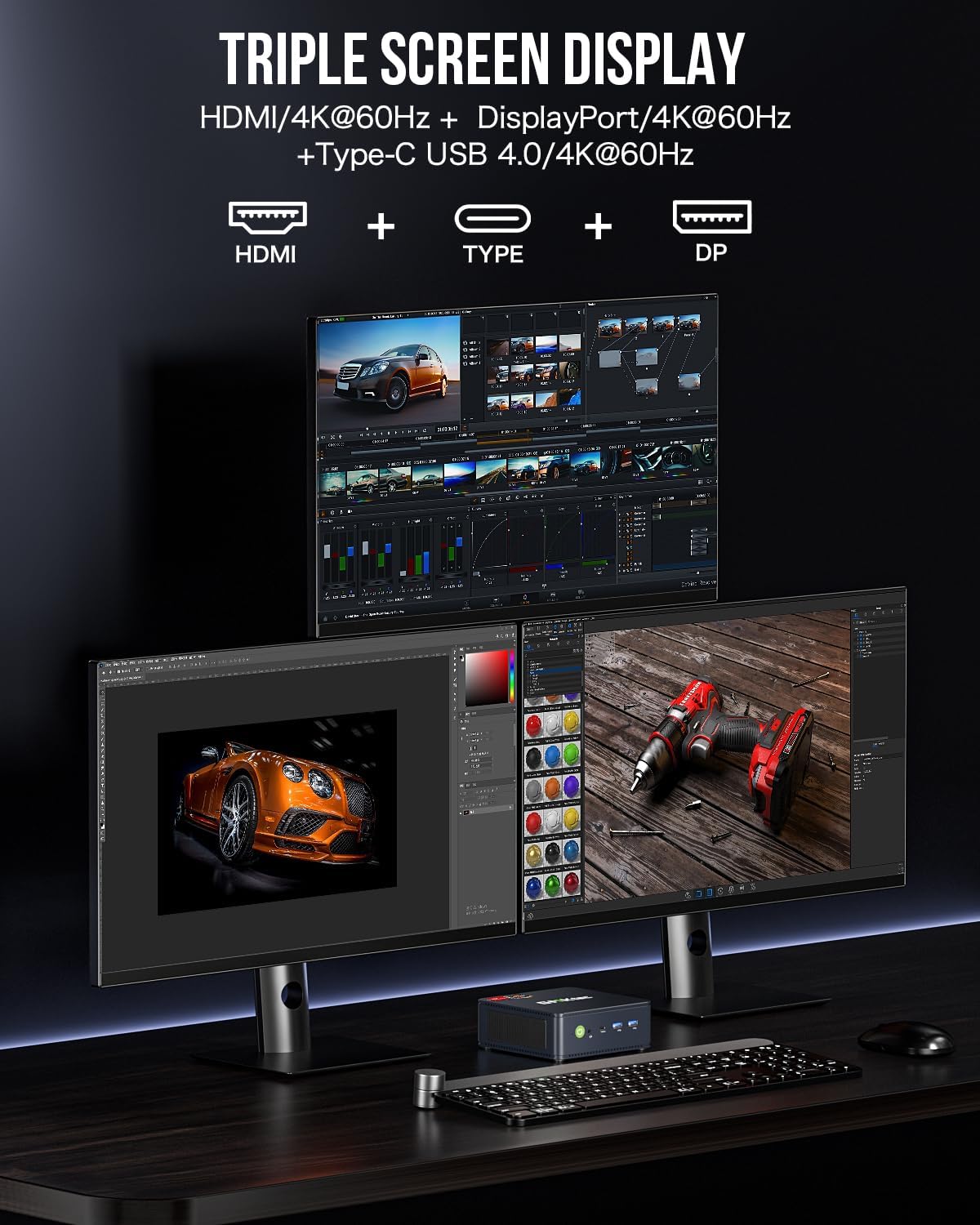 GMKtec Mini PC Gaming, K6 AMD Ryzen 7 7840HS Dual NIC LAN 2.5Gbps Desktop Computer, 32GB DDR5 (16GB*2) 1TB PCIe4.0 SSD, USB4.0, HDMI, DP, USB-C, WiFi 6E, BT 5.2