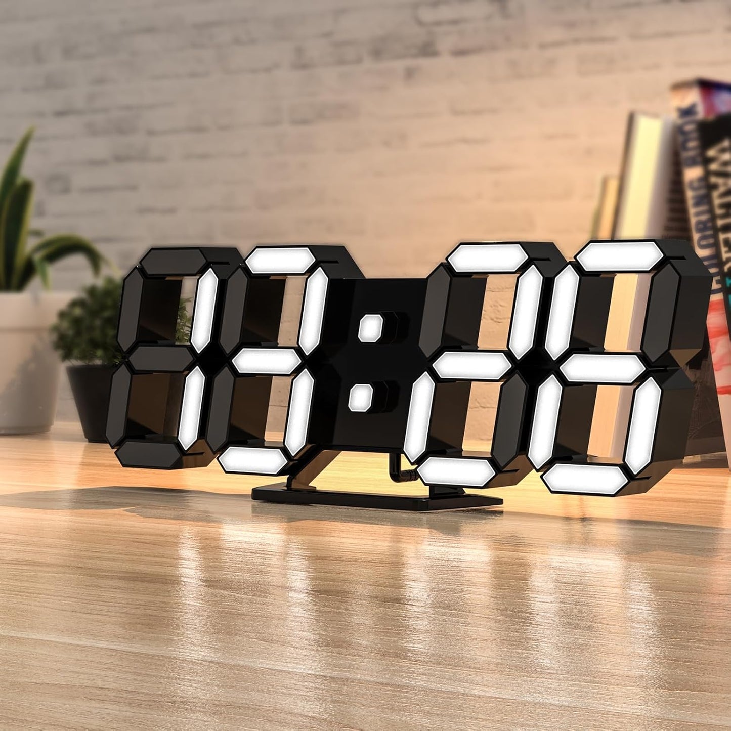 EDUP HOME 3D LED Wall Clock Desk Alarm Clock 7 Colors 9.7" with Remote Control, Digital Alarm Clock Adjustable Brightness Timer 12/24 Hr Time/Date/Temperature for Kid Bedroom/Kitchen/Office
