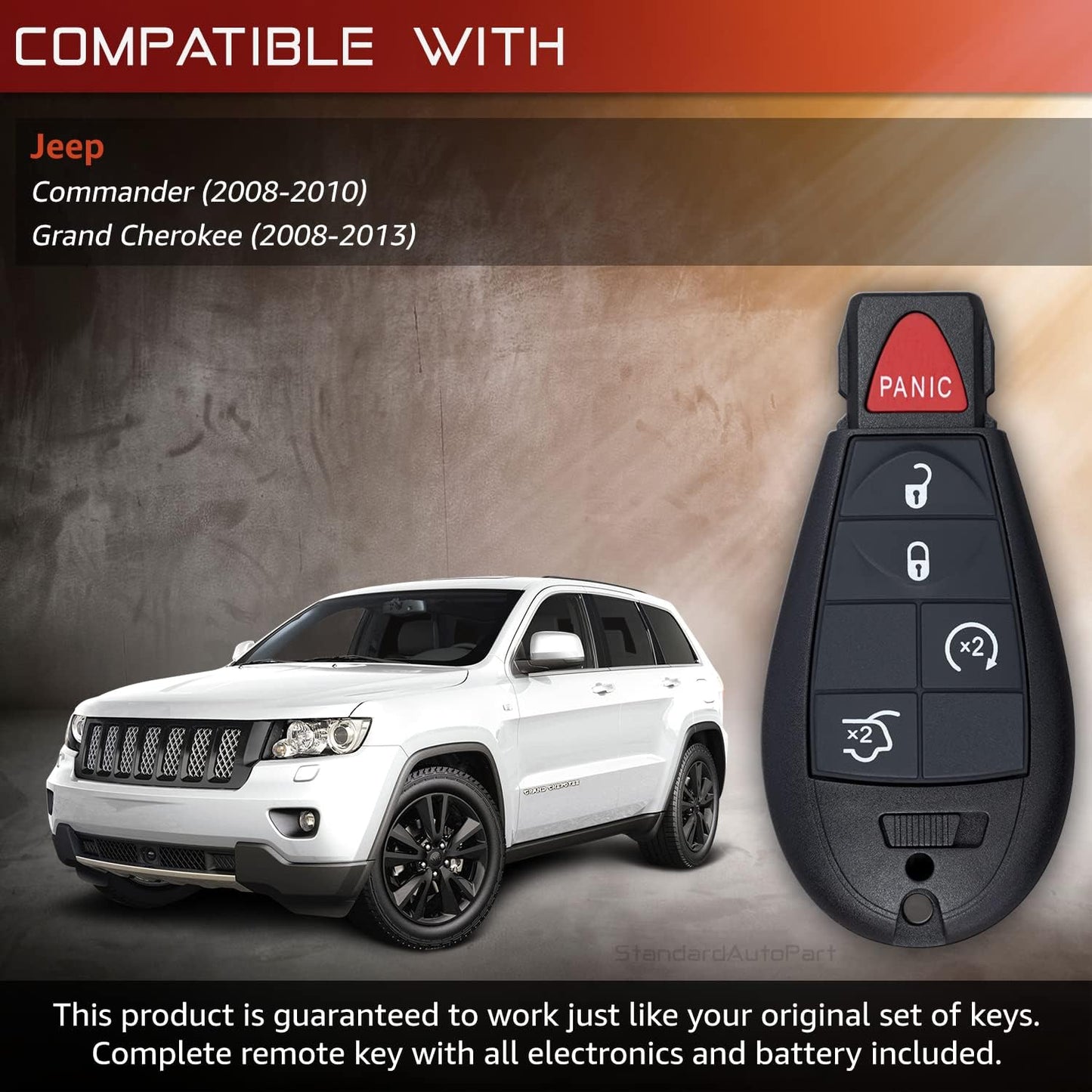 StandardAutoPart Premium Replacement Car Keyless Entry Remote for Grand Caravan Journey Durango Ram Town and Country 300 M3N5WY783X IYZ-C01C (2 Button)