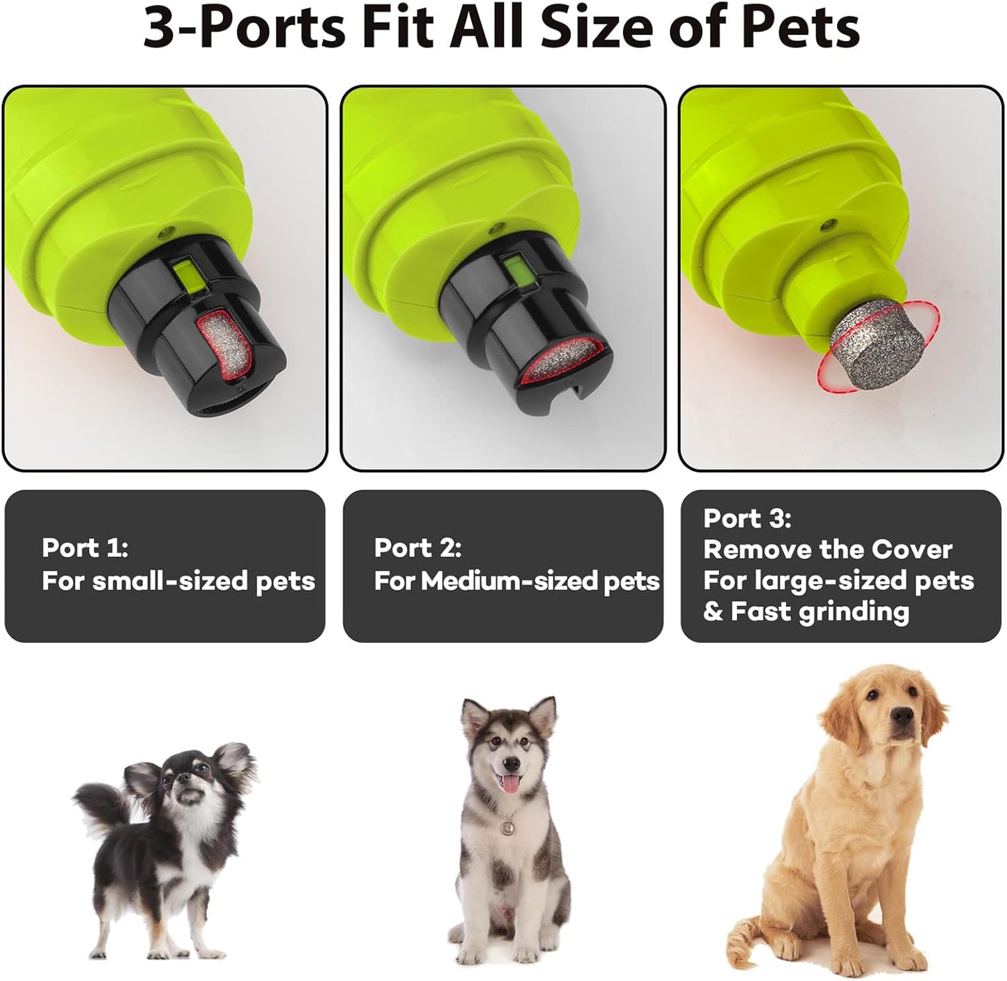 Casfuy Dog Nail Grinder with 2 LED Light-New Version 2-Speed Powerful Electric Pet Nail Trimmer Professional Quiet Painless Paws Grooming & Smoothing for Small Medium Large Dogs and Cats (Grey), 1 Count (Pack of 1)