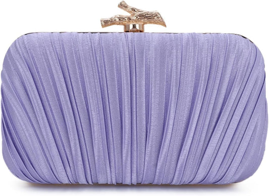 Clutch Purses for Women Evening Bag Pleated Clutch Bag with Chain Party Purses Handbag for Cocktail/Prom/Party/Wedding/Formal
