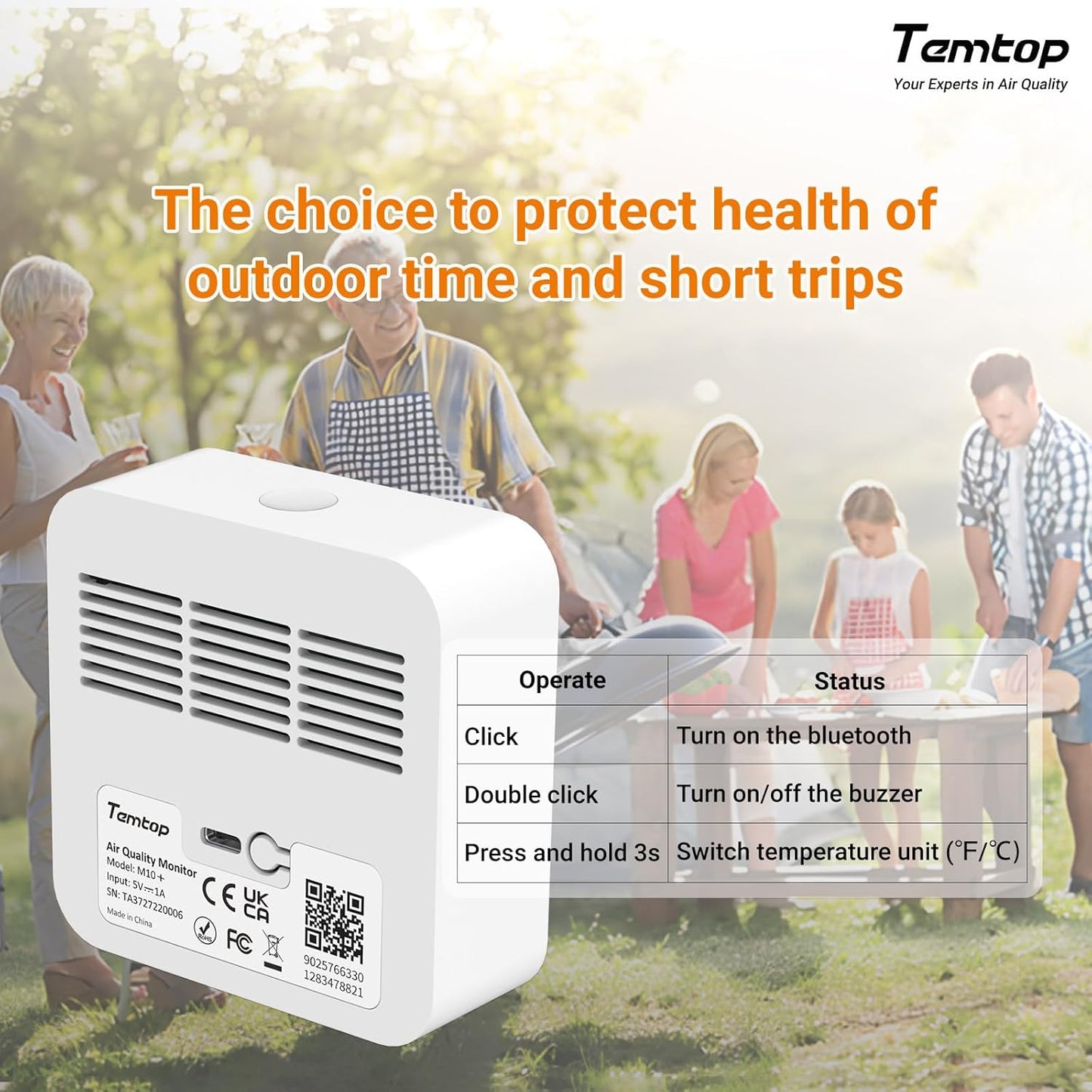 Temtop Air Quality Monitor Indoor with PM2.5, AQI, tVOC, CO2 Monitor, Temperature & Humidity Monitoring,Connectivity with App(M10 Plus)