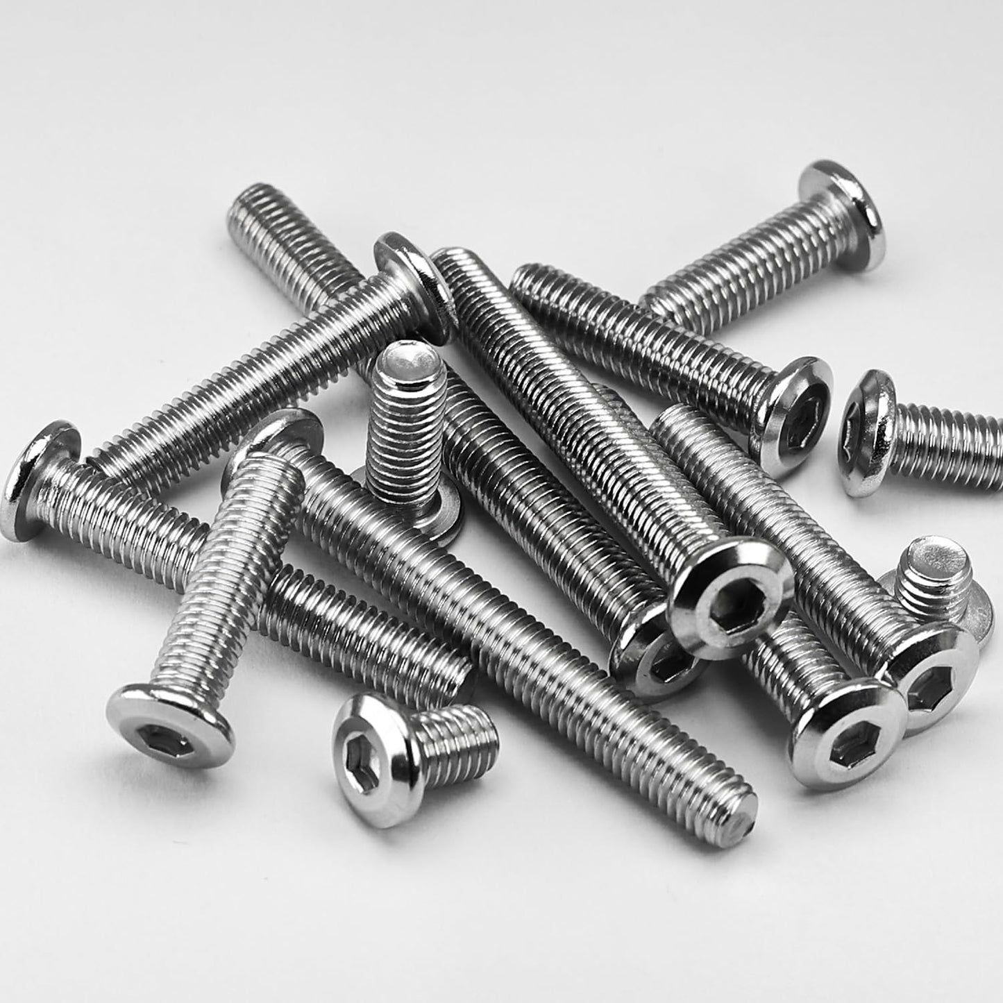M8 x 16mm 20 PCS Flat Head Hex Socket Cap Screws Bolt, Furniture Bolts, 304 Stainless Steel 18-8, Full Thread (with Hex Spanner)