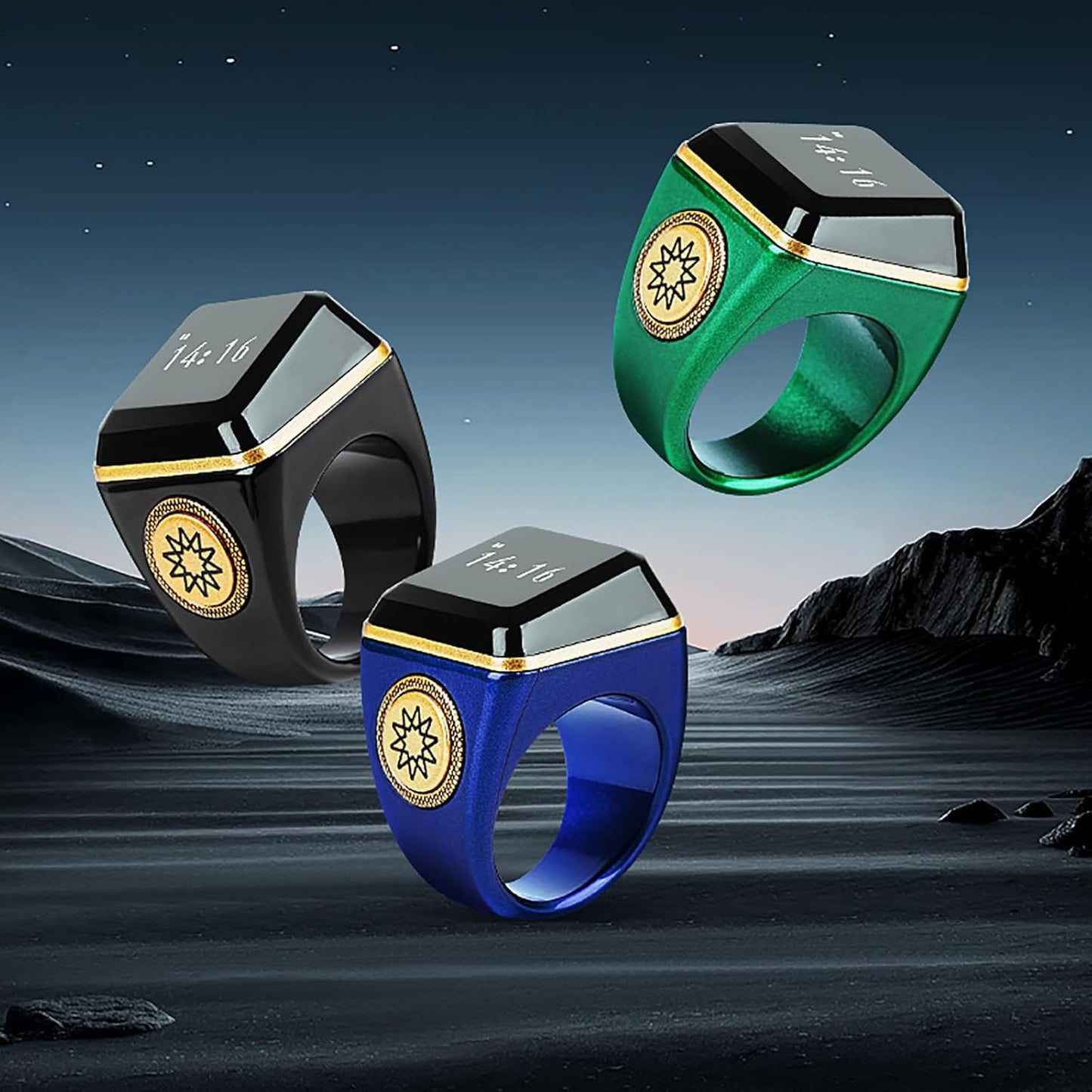 Yuentoen Smart Tasbih Ring, Muslim Digital Ring with 0.49in Display,Tasbih Tally Clicker Finger Counter,Prayer Time Vibration Remind, Counter Prayer Reminder (Color:Black, Size:22mm)