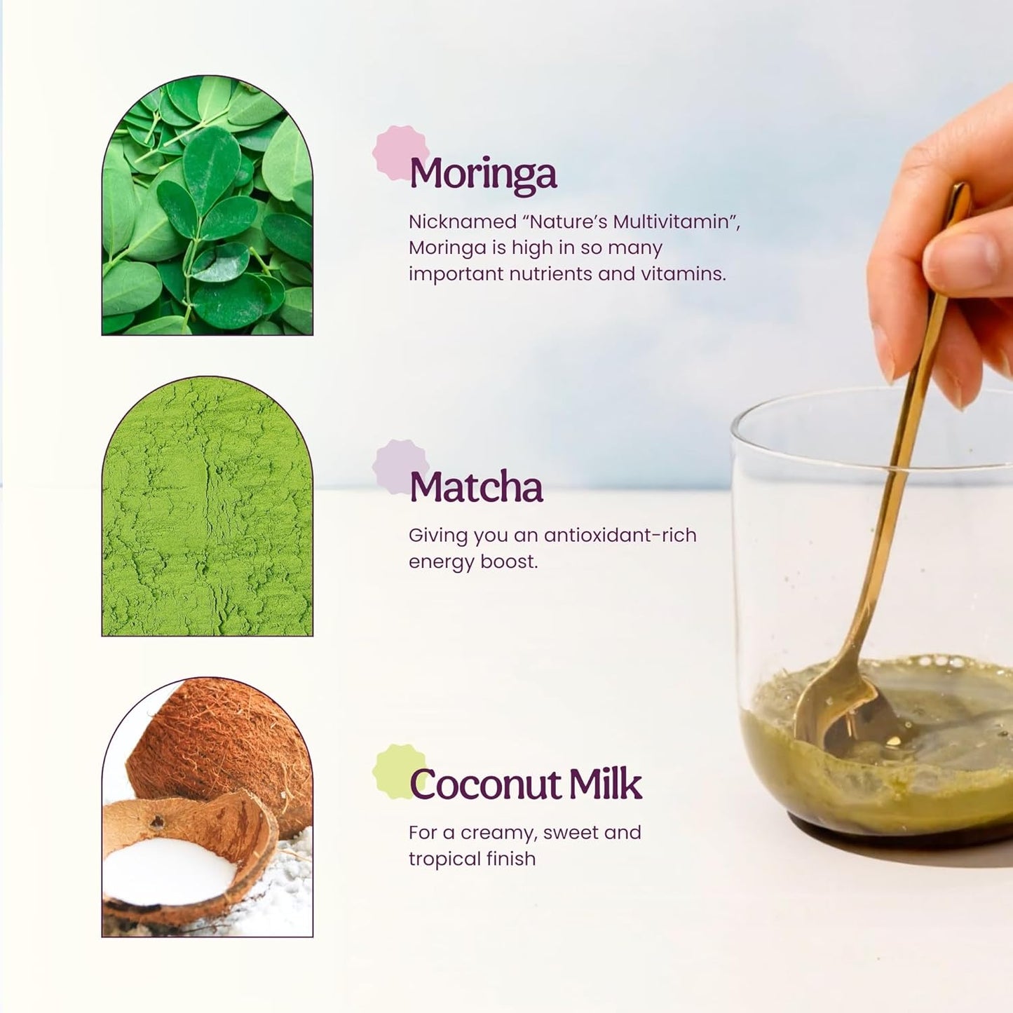 Blume Superfoods Latte - Matcha Powder with Coconut, Natural Caffeine, L-Theanine, All Day Energy & Focus, Sugar-Free, Moringa, Vegan, Organic Matcha Latte from Shizuoka Japan, Green Tea - 25 Servings - Canadian Brand