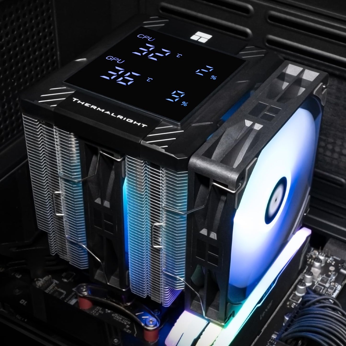 Thermalright Peerless Assassin 120 Digital ARGB Black CPU Air Cooler, Digital Screen Top Cover,6 Heatpipes Computer CPU Cooler, for AM4/AM5,Intel LGA1700/1851/1150/1151/1200,PC Cooler-Black ARGB