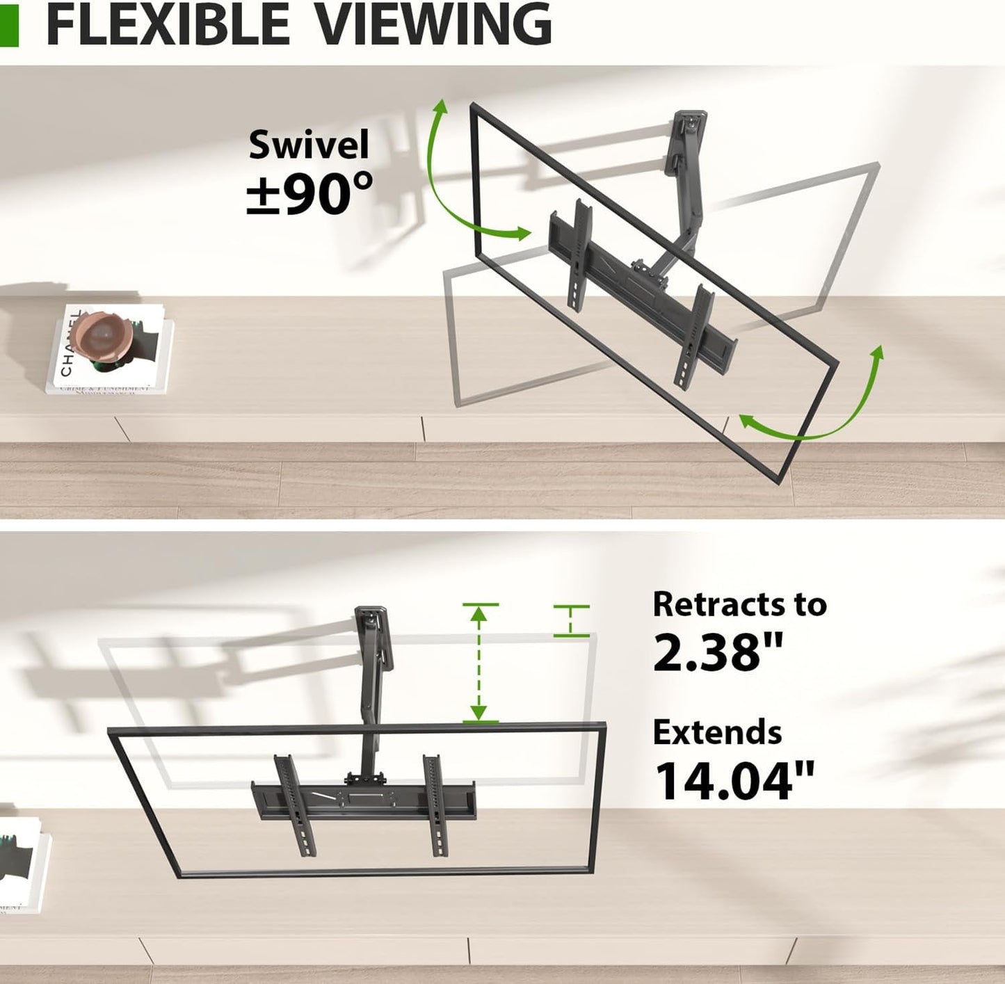 USX MOUNT Full Motion TV Wall Mount for Most 26-60 inch TVs up to 80 Lbs, Wall Mount TV Bracket with Articulating Swivel Tilting, Single Stud TV Mount, Max VESA 400x400mm, XMM904