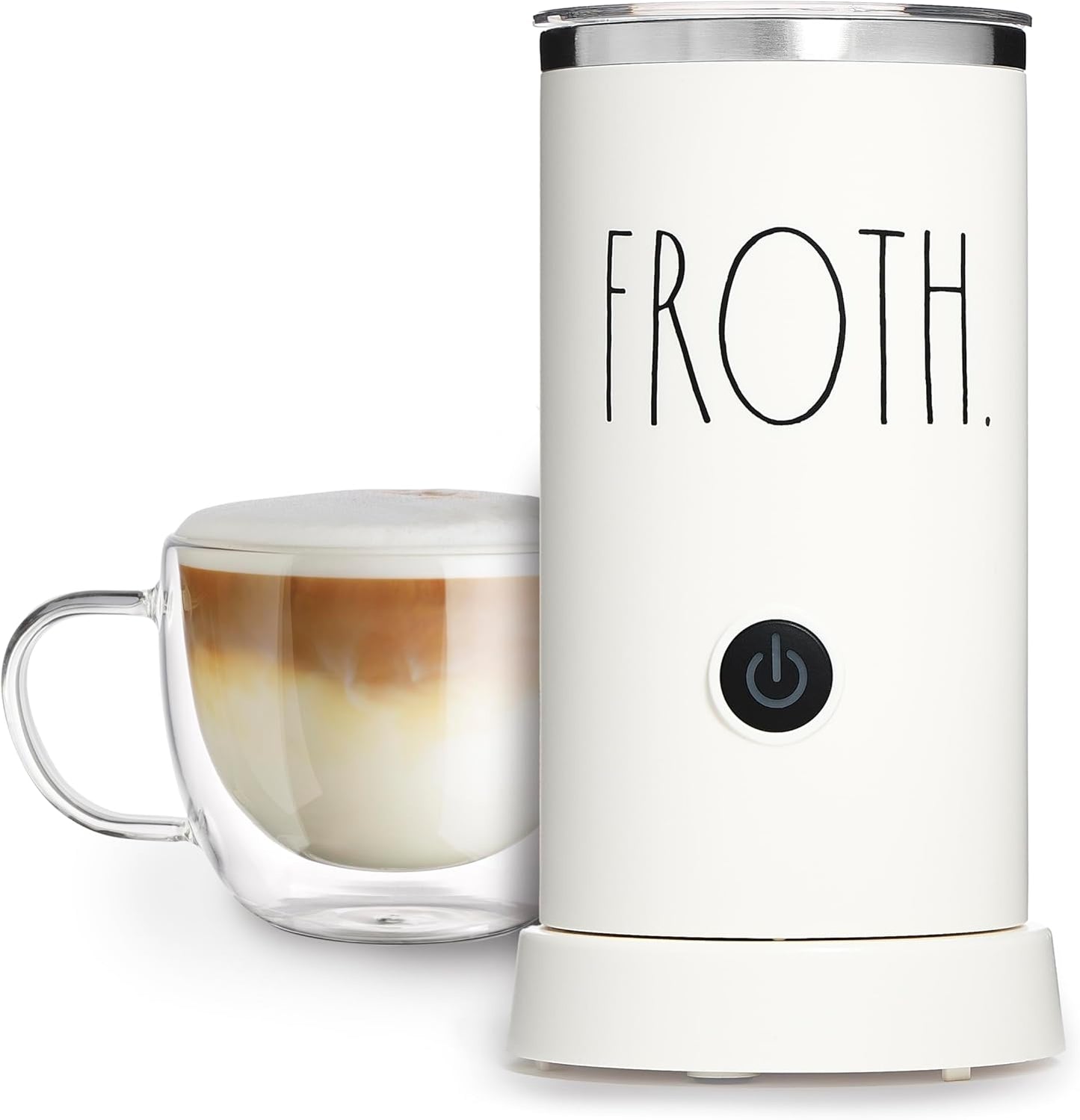 Rae Dunn - Electric Milk Frother - Elegant Automatic Milk Steamer and Frother, Milk Warmer, Hot and Cold Frothing Machine for Coffee, Latte, Cappuccino, Macchiato,