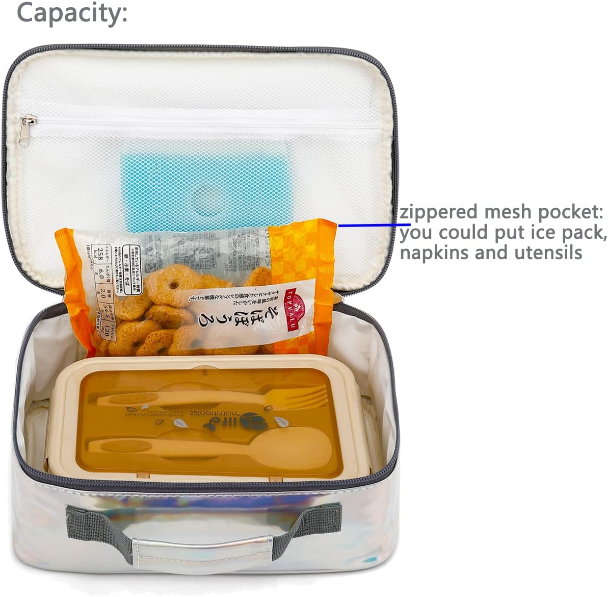 FlowFly Kids Lunch Box Insulated Soft Bag Mini Cooler Back to School Thermal Meal Tote Kit for Girls, Boys, Black