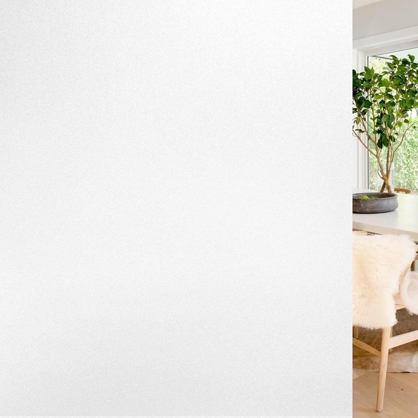 rabbitgoo Window Films for Privacy, Static Cling Frosted Glass Sticker, Non-Adhesive Privacy Film Sun Blocking Window Covering Frosting Vinyl Bathroom Sliding Glass Door, 44.5 x 200cm, Pure Frosted