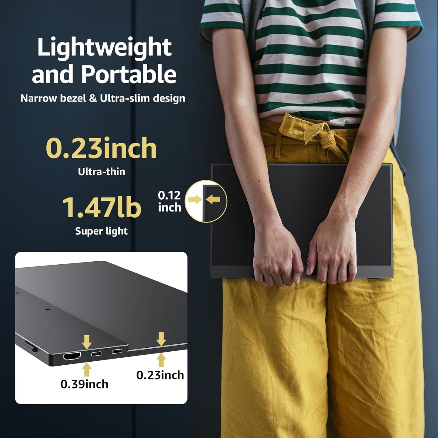 cocopar Portable Monitor 18.5 inch 1080P 100Hz 72% NTSC USB-C HDMI Large Portable Monitor for Laptop MacBook Xbox PS4/5 Switch