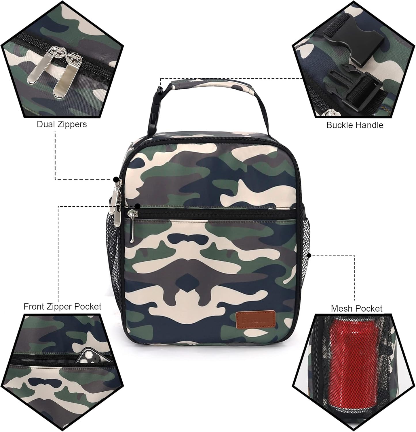 Lunch Box for Men Women Adults Small Lunch Bag for Office Work Picnic - Reusable Portable Lunchbox, Black