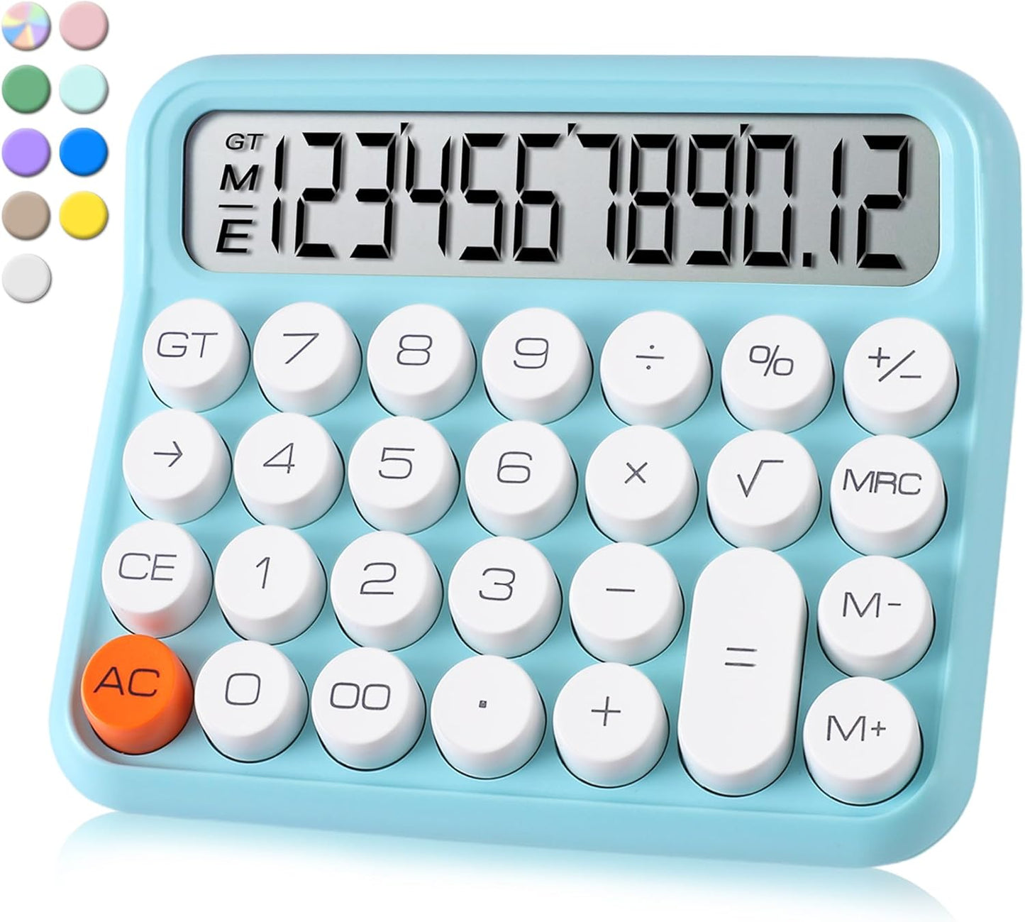 VEWINGL Mechanical Switch Calculator, 12 Digit Large LCD Display and Buttons, Great for Everyday Life and Basic Office Work, with Battery
