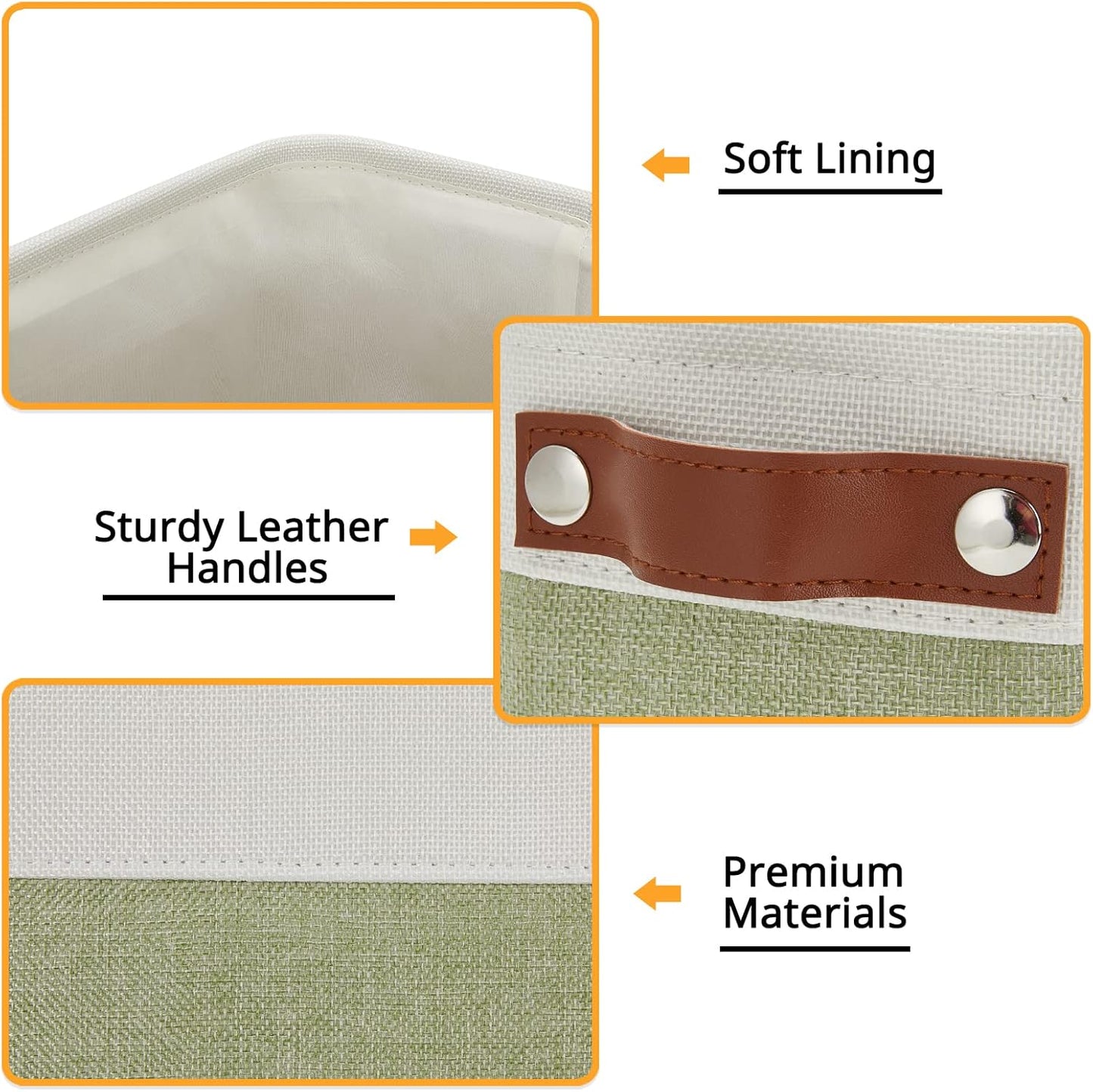 DULLEMELO Storage Baskets for Shelves, Fabric Collapsible Rectangular Storage Bins for Shelves, Closets, Nursery, Home, Office, Empty Gift Baskets (White&Teal)