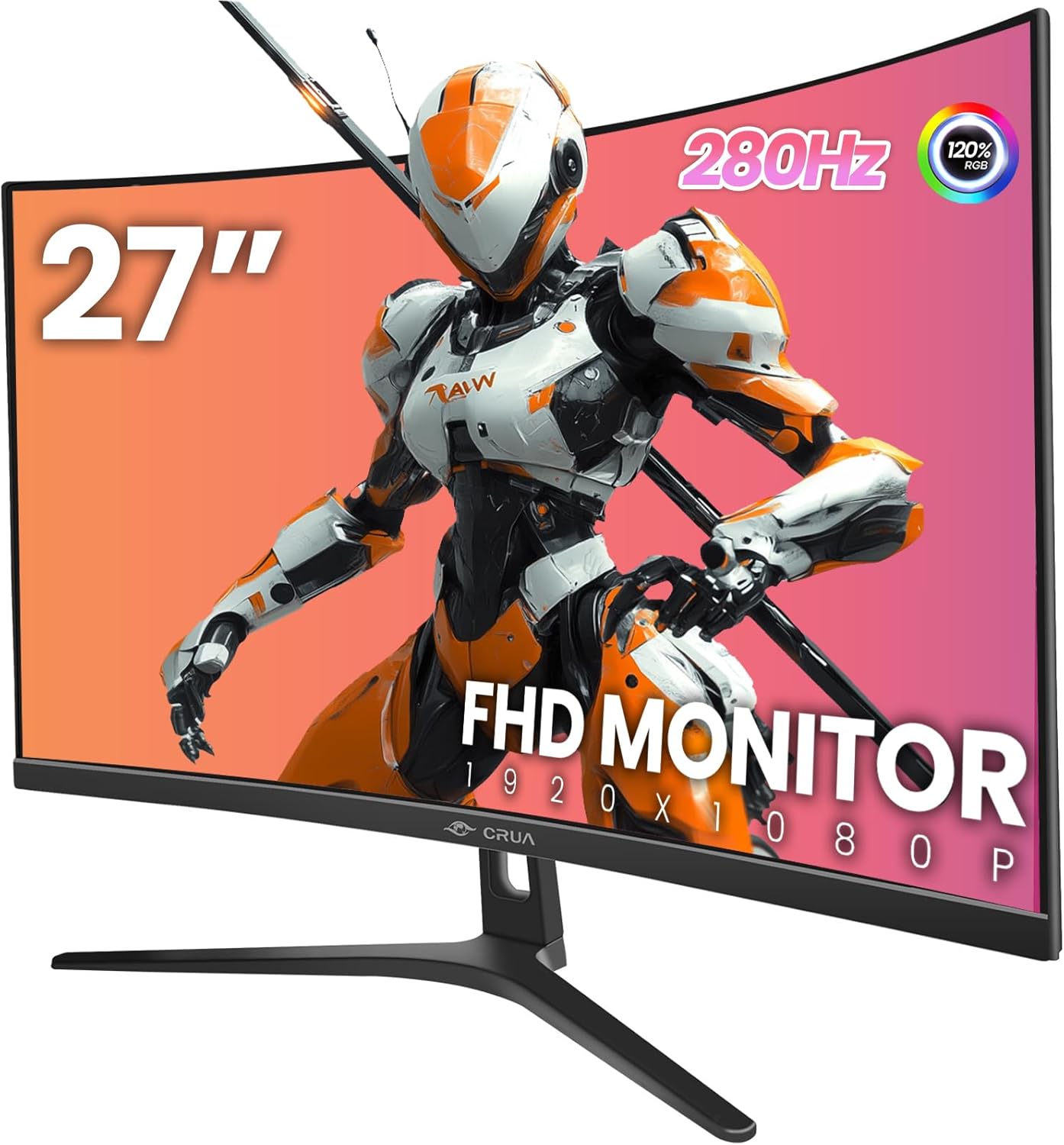 CRUA 32'' Curved Gaming Monitor, 160Hz/144Hz 4K UHD(3840 * 2160P) White Computer Monitor, 1500R VA Screen, Supports Freesync, 120% sRGB, Built-in Speakers, RGB Lighting, Wall Mountable,HDMI 2.1&DP 1.4