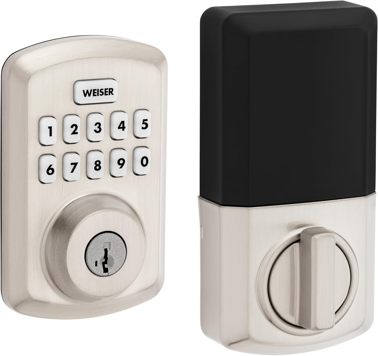 Weiser Powerbolt 3 Matte Black Keyless Entry Door Lock/Deadbolt Lock, 10-Button Keypad Door Lock with Auto Lock and 12-Month Battery Life, Electronic Door Locks for Front Door, Home Décor