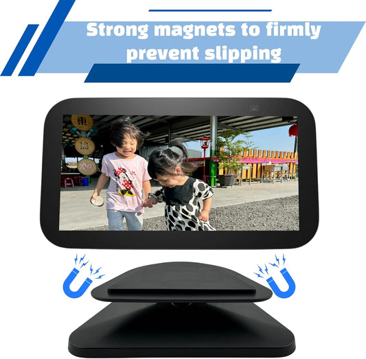 Sintron Adjustable Magnetic Stand Mount for Echo Show 5 (3rd Gen) & iPhone Models, Smart Display Stand Holder for Show 5 3rd Gen with 360 Degree Rotation, Swivel Tilt Function, Anti-Slip Base (Black) - PuriLite