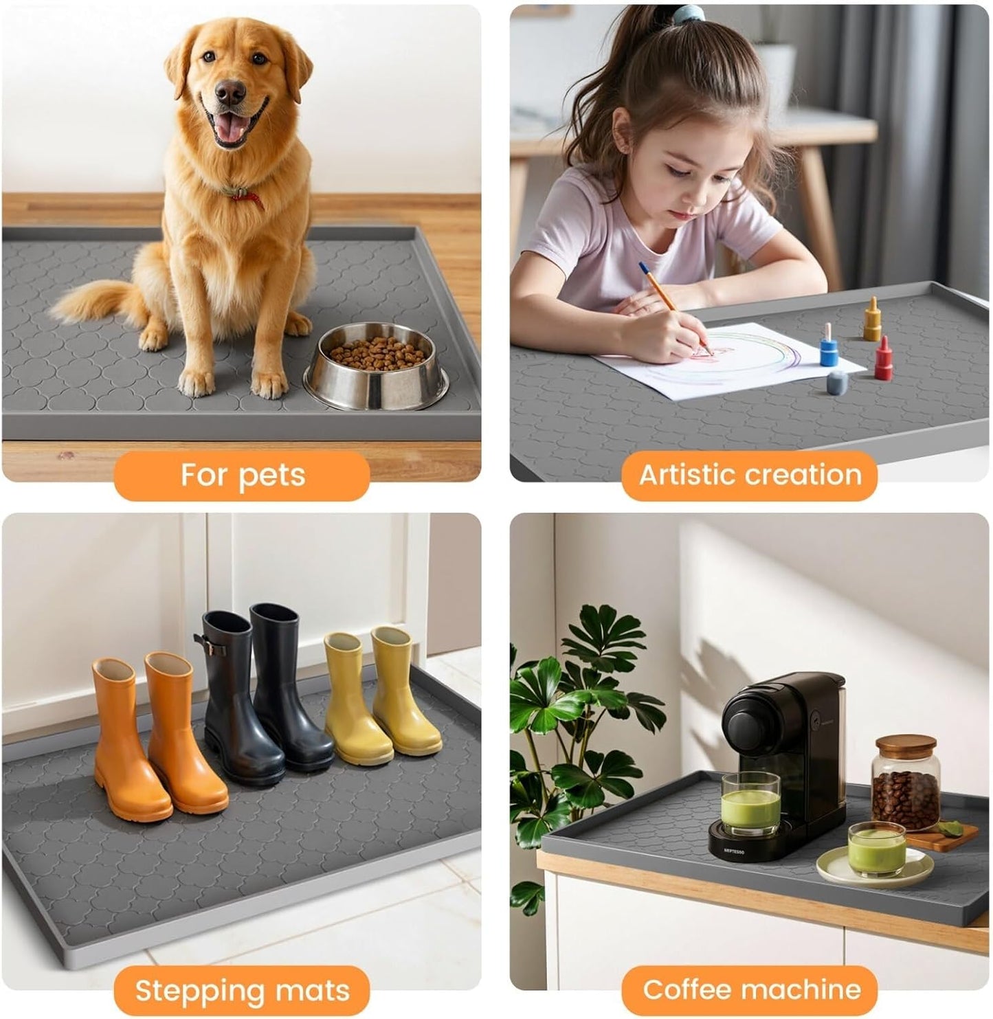 Jin&Bao Waterproof Under Sink Mat 37x19 for Kitchen and Bathroom, Thicken Kitchen Shelf Liner and Cabinet Protector, Organizer and Storage, Silicone Drip Tray, Pet Food Mat, Coffee Mat, Shoe Mat