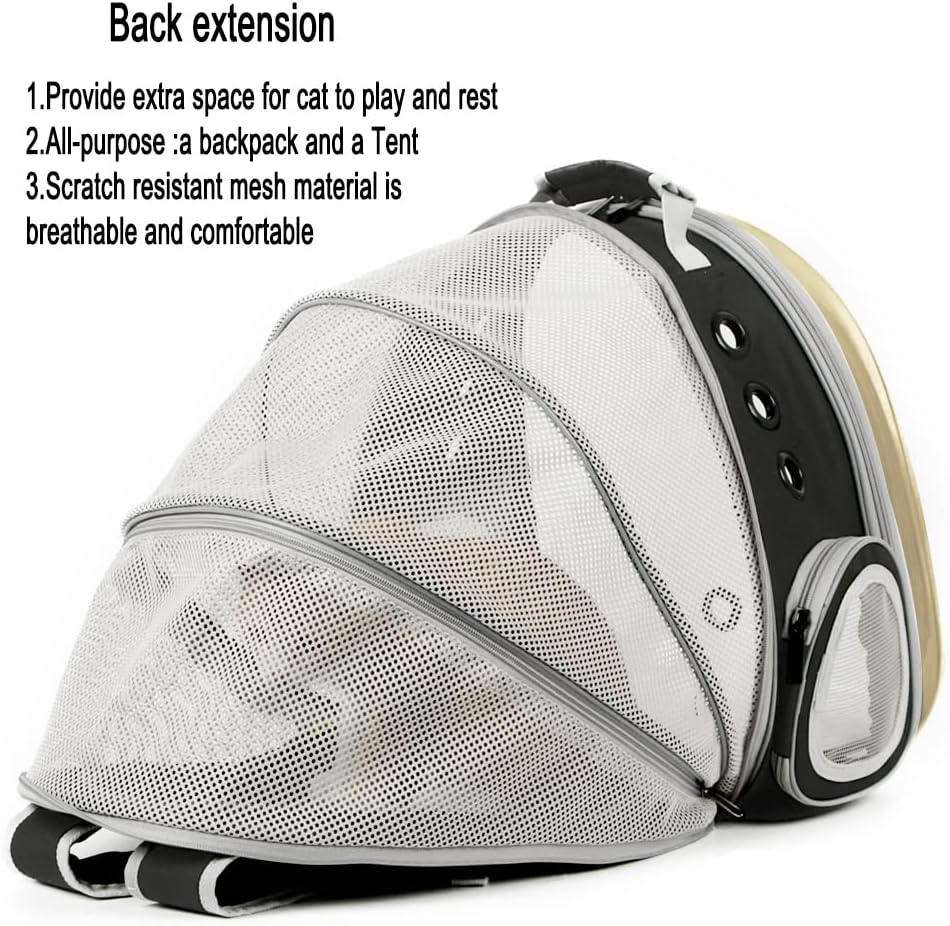WEVONIGU Front Expandable Cat Backpack Carrier,Fit up to 16 lbs,Pet Carrier Backpack,Space Capsule Astronaut Bubble Window Bag,Cats and Puppies,Airline-Approved,Designed for Travel,Hiking,Walking