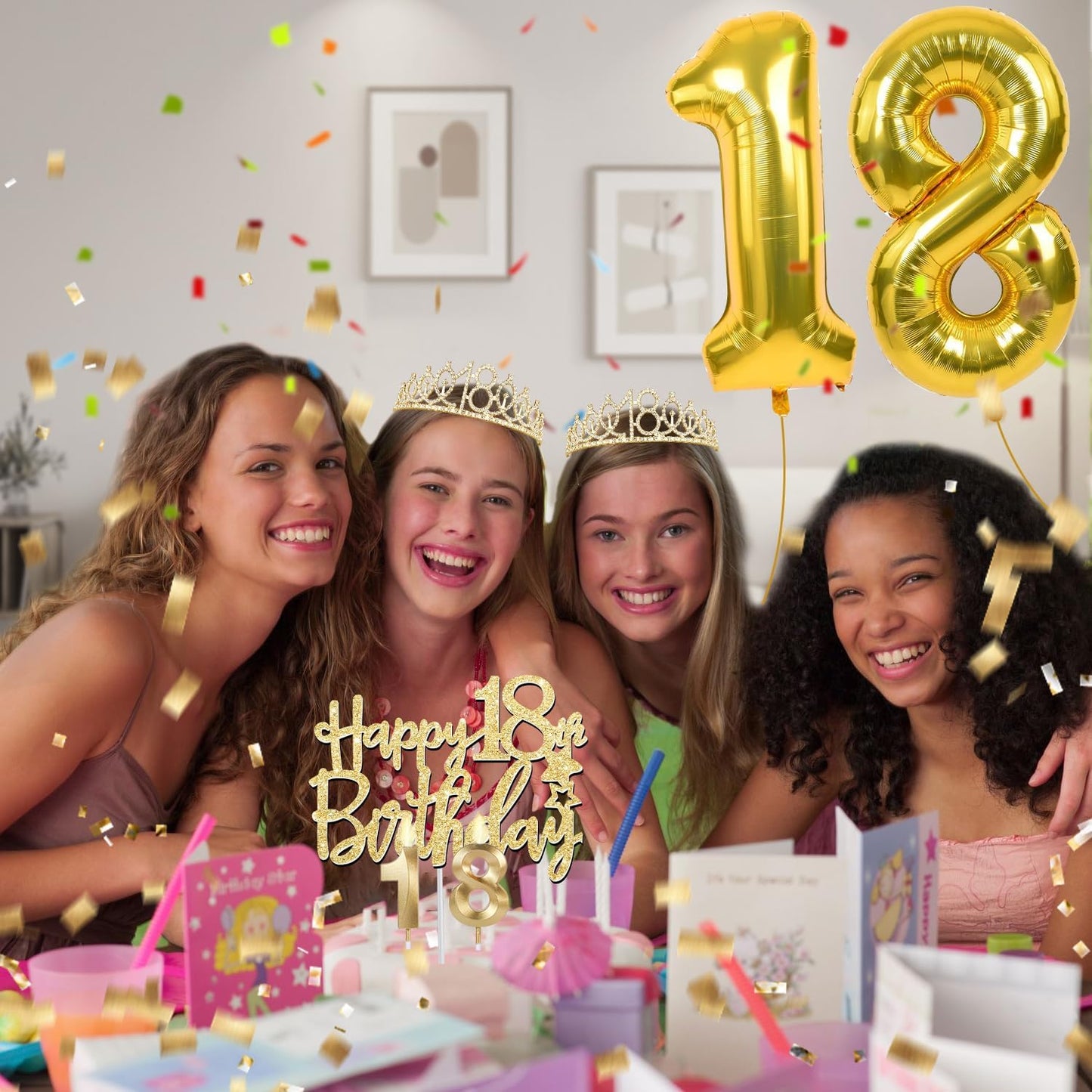 65th Birthday Decorations for Women, Including 65th Birthday Sash and Crown, Cake Topper and Candles, Number Balloons Rose Gold, 65 Year Old Gifts for Women