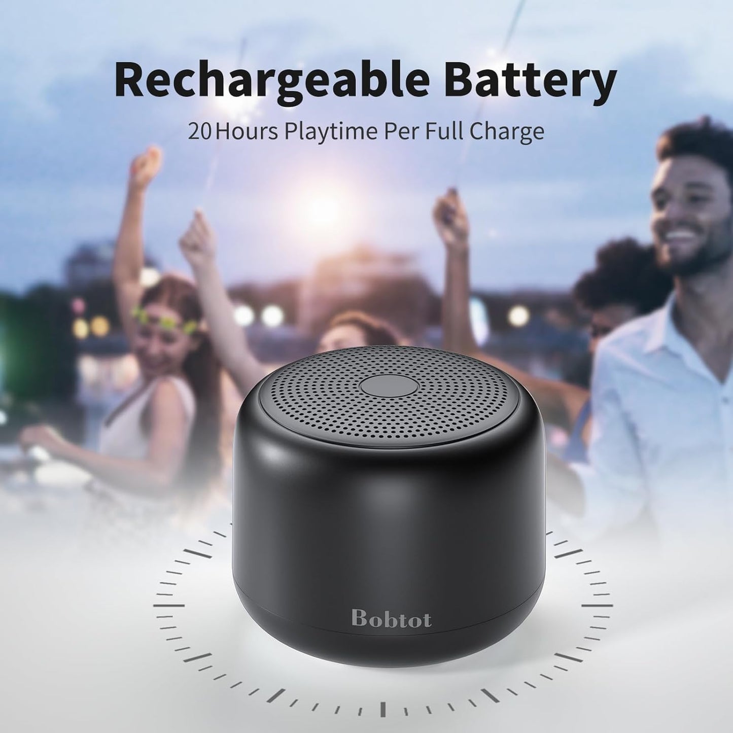 Bobtot Portable Bluetooth Speakers with Strap Easy to Carry, Wireless IPX5 Waterproof Mini Speaker with Loud Stereo Sound, 20 Hours Playtime, Rechargeable Battery, Built-in Microphone (Green)