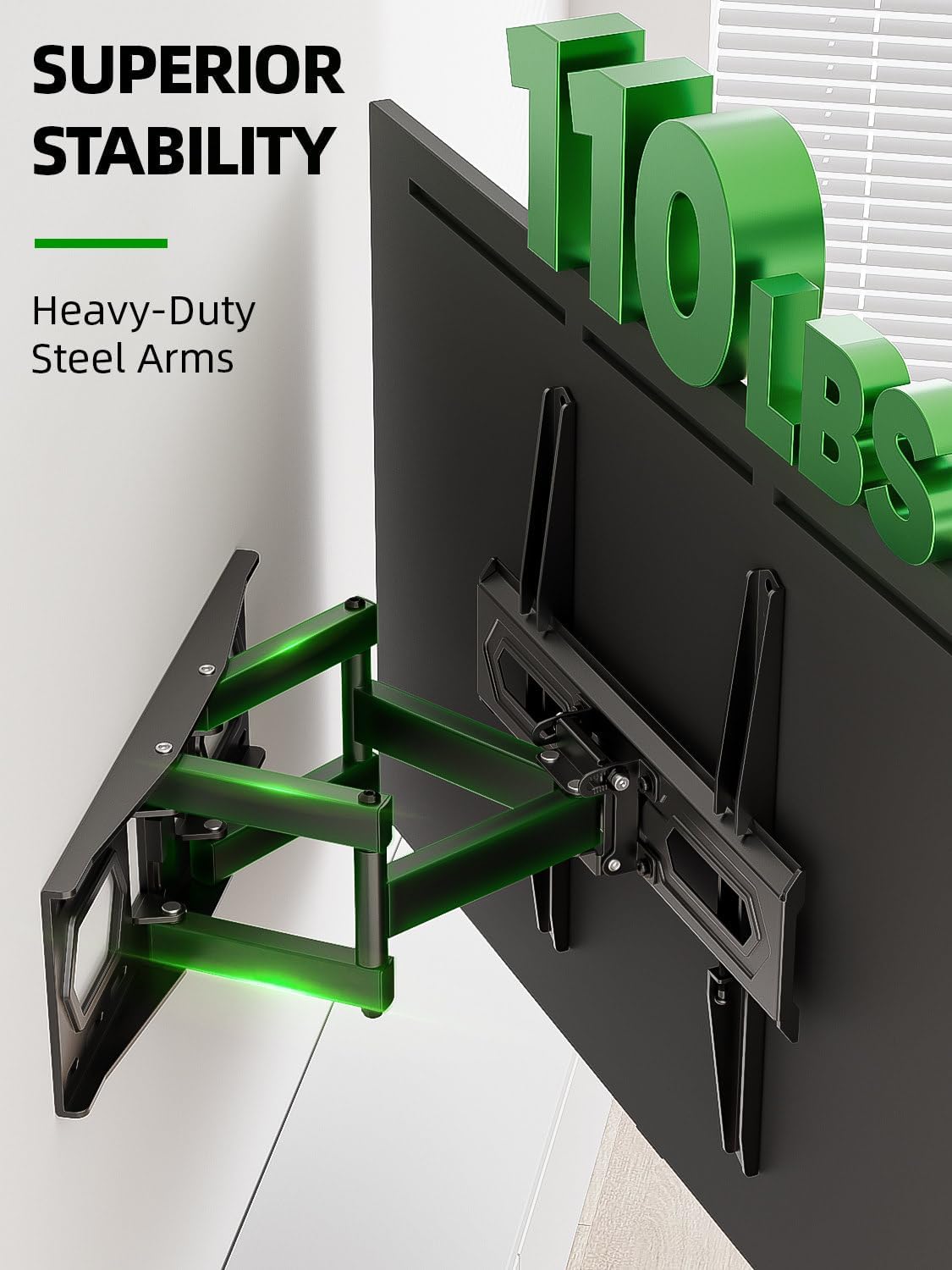 USX MOUNT UL Listed Full Motion TV Wall Mount for Most 32-70 inch TVs up to 110lbs, Wall Mount TV Bracket with Dual Swivel Articulating Arms, Max VESA 400x400mm and 16" Wood Studs, XMM021