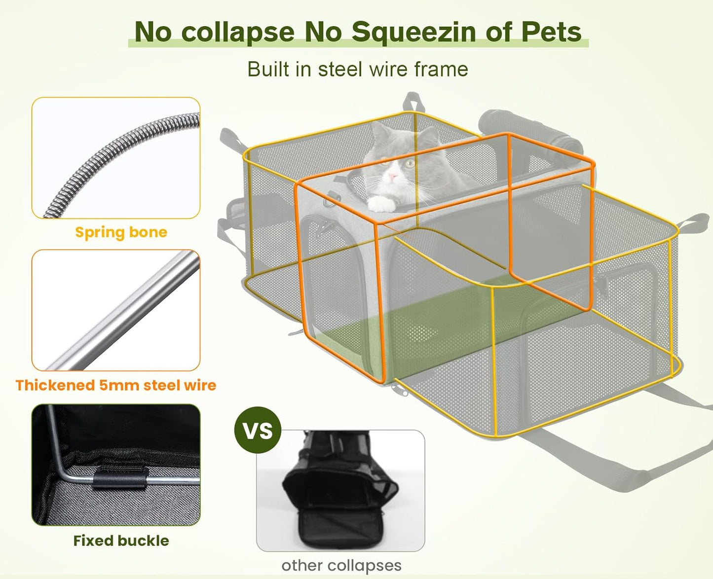 Approved Collapsible Cat Soft-Sided Carriers, Breathable Pet Carriers up to 5kg/12lbs, Portable Dog Carrier Great for Travel, Outdoor, Hiking, Camping(Gray)