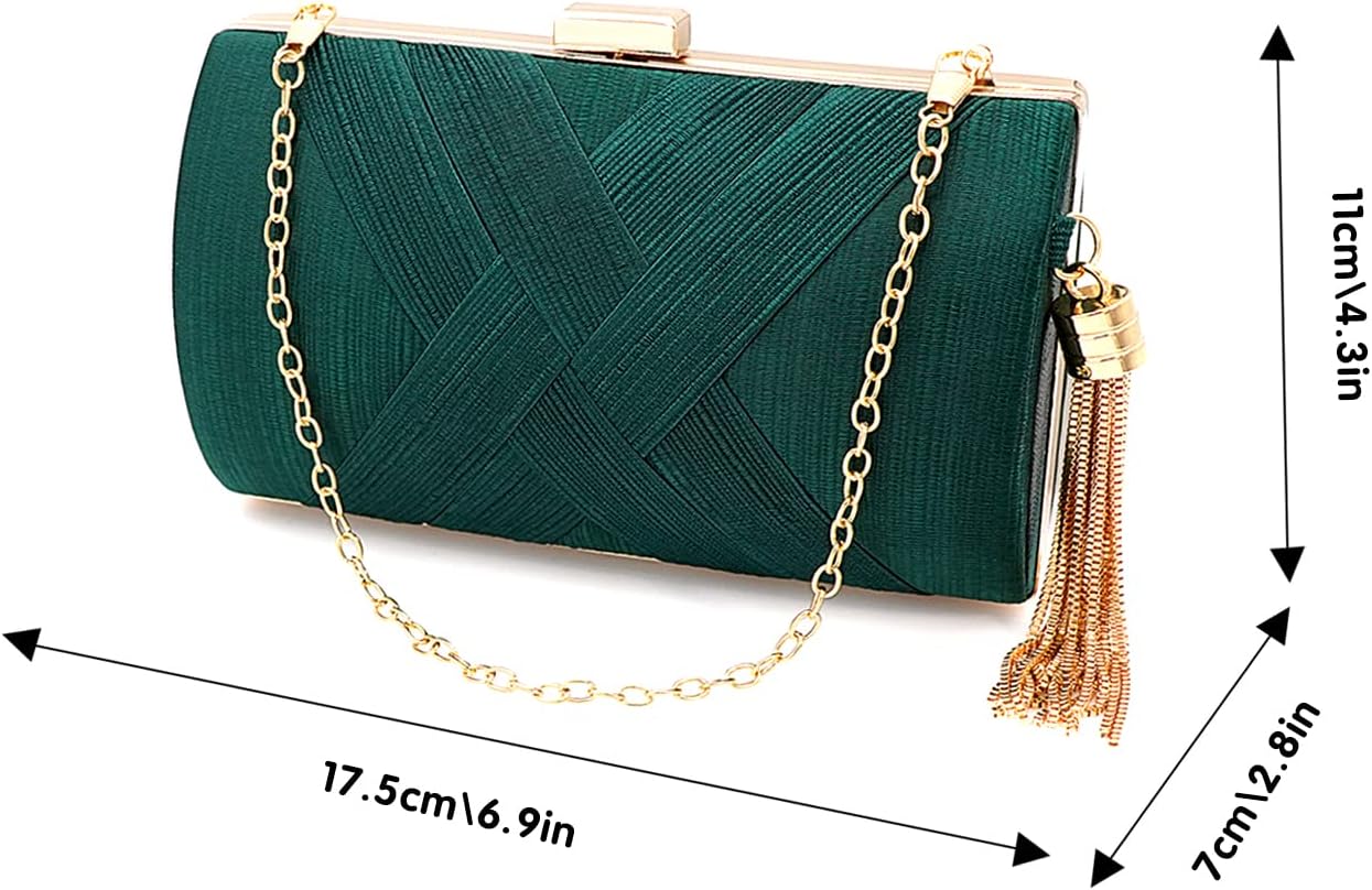 Women's Evening Bag Clutch Purses Tassel Crossbody Bags for Wedding Prom Night out Party