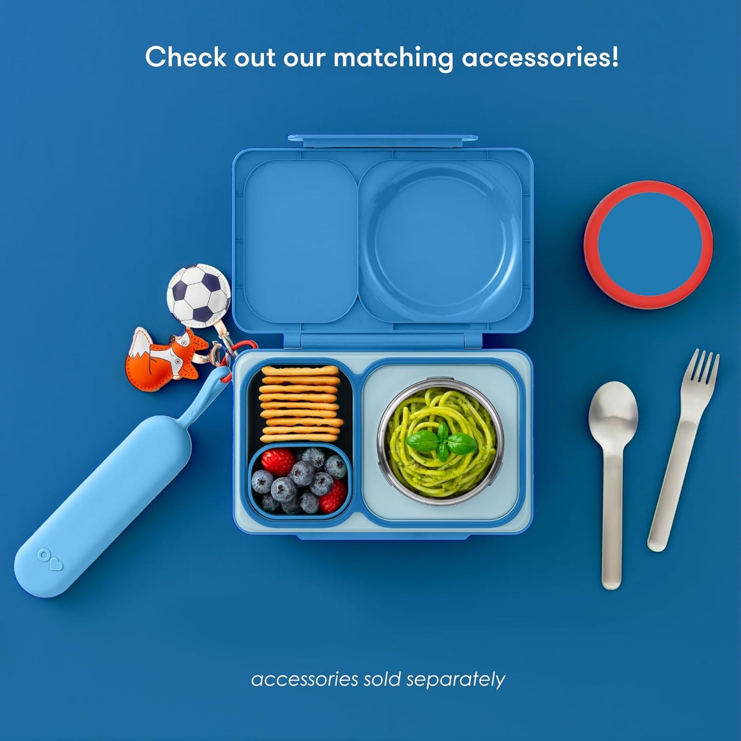 OmieBox UP bento box for kids | Insulated lunch box | Insulated food jar | Cooler ice pack | 2 Compartments (Cherry Pink)