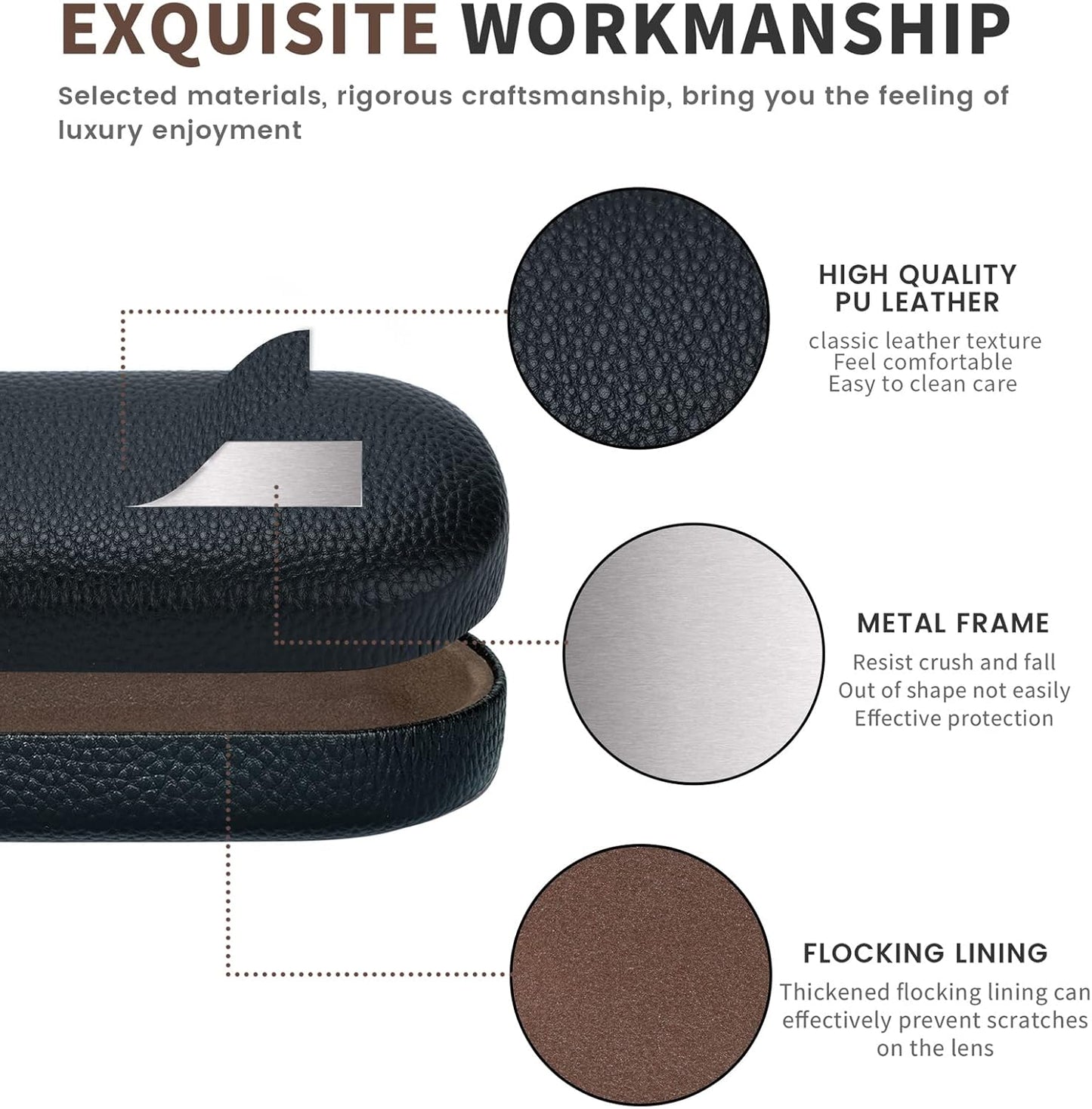 molshine Hard Shell Leather Sunglasses Case,Classic Large Glasses Case for Women Men,Sunglass Eyeglasses