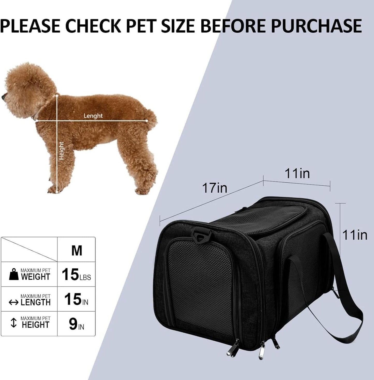 SFBAIHEN Cat Carriers Dog Carrier Pet Carrier for Small Medium Cats Dogs Puppies up to 15 Lbs, TSA Airline Approved Small Dog Carrier Soft Sided, Collapsible Waterproof Travel Puppy Carrier (Pink)