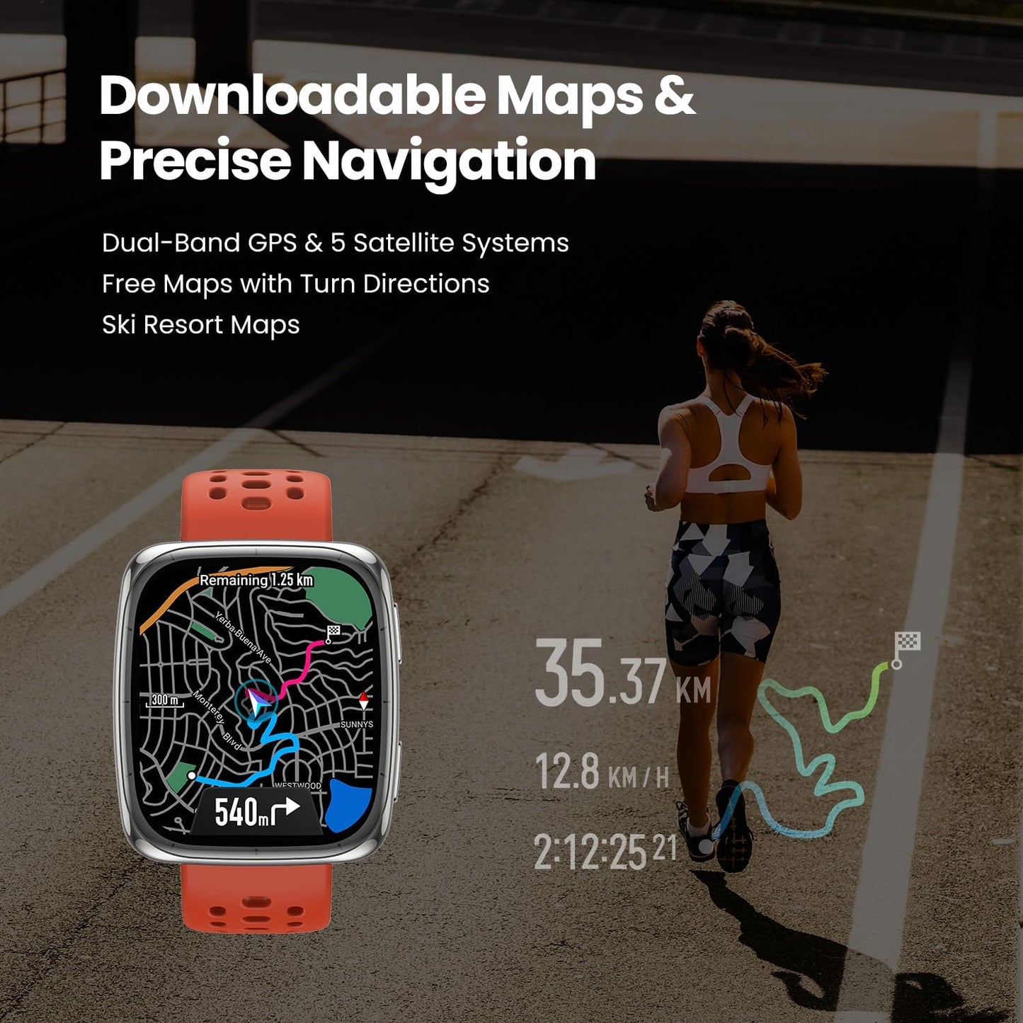 Amazfit Active 2 Smart Watch 1.75" AMOLED Display, Offline Maps with GPS, 10 Day Battery, 160+ Sport Modes, Water Resistant, Heart Rate & Sleep Fitness Tracker for Android & iPhone, Black Leather