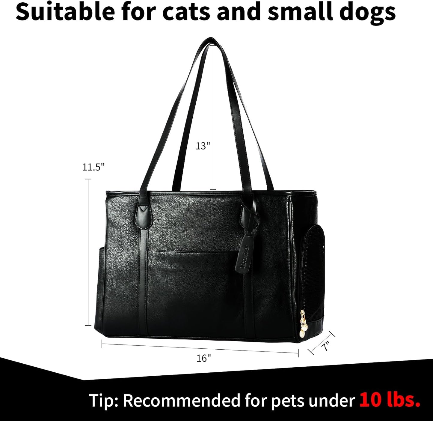 Monanller Stylish Dog Purse Carrier, Leather Pet Carrier Bag for Small Dogs Cats Puppy, Airline Approved Soft-Sided Carrier Beige